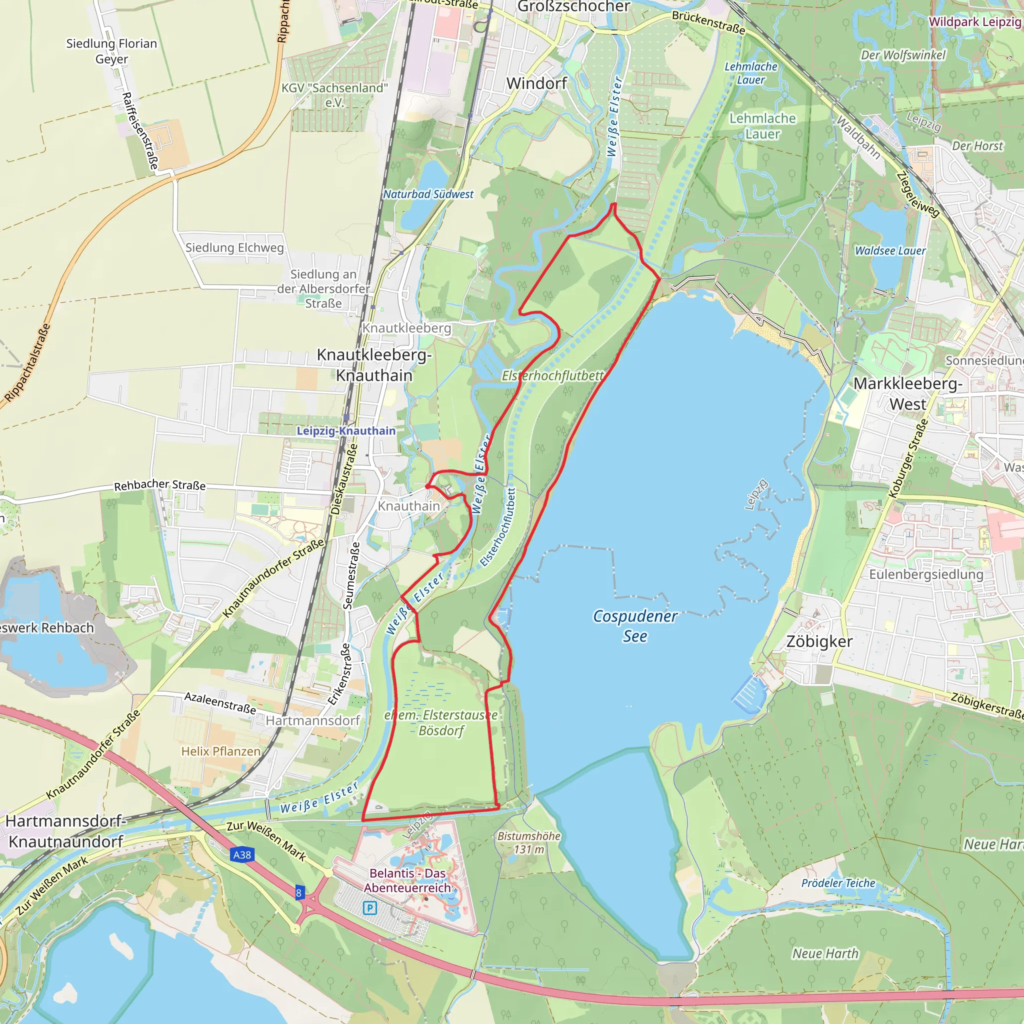 Cospundener See via Am Stausee and Lauerschen Weg mobile static map