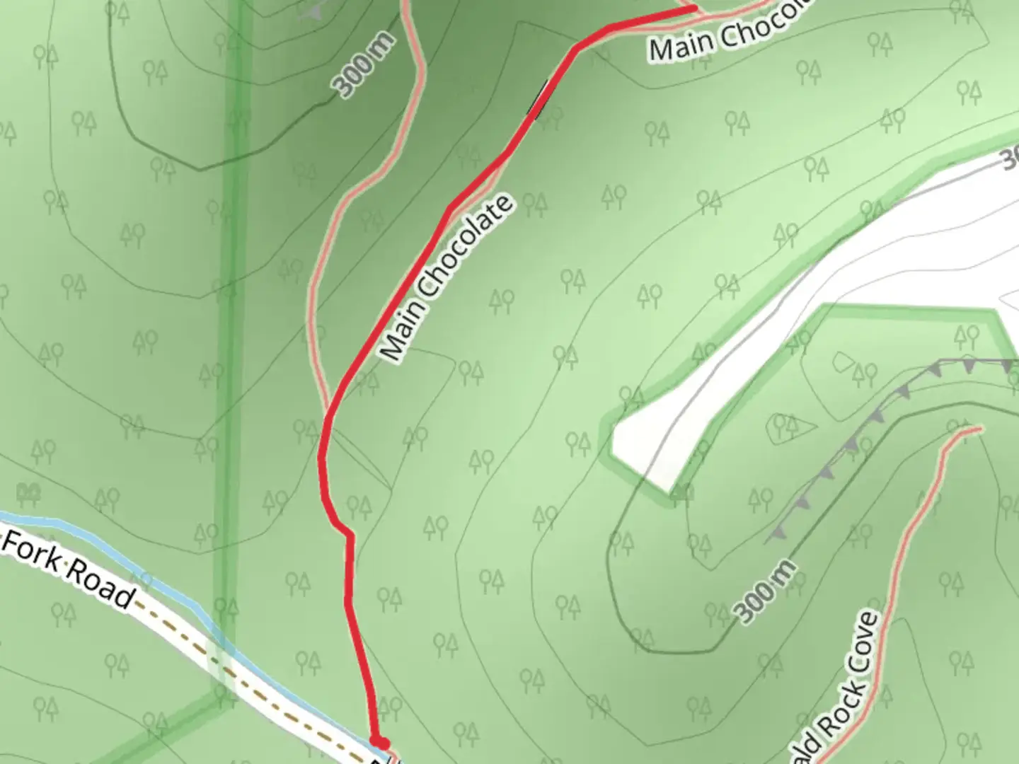 An image depicting the trail Main Chocolate Walk and its surrounding area.