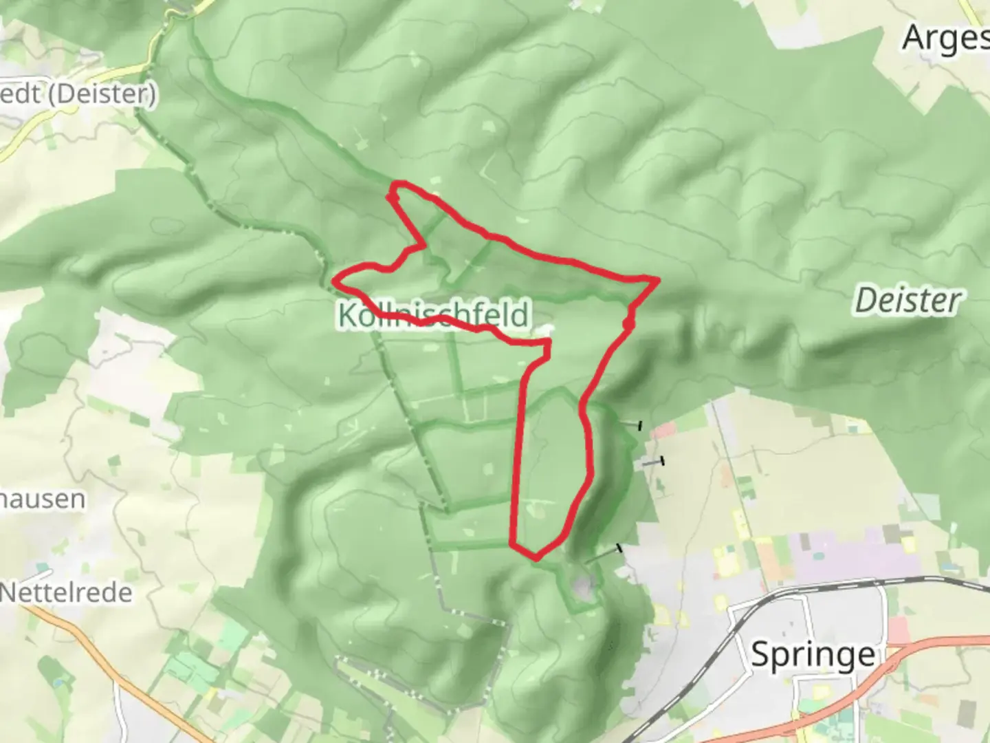 An image depicting the trail Kollnischfeld Loop and its surrounding area.