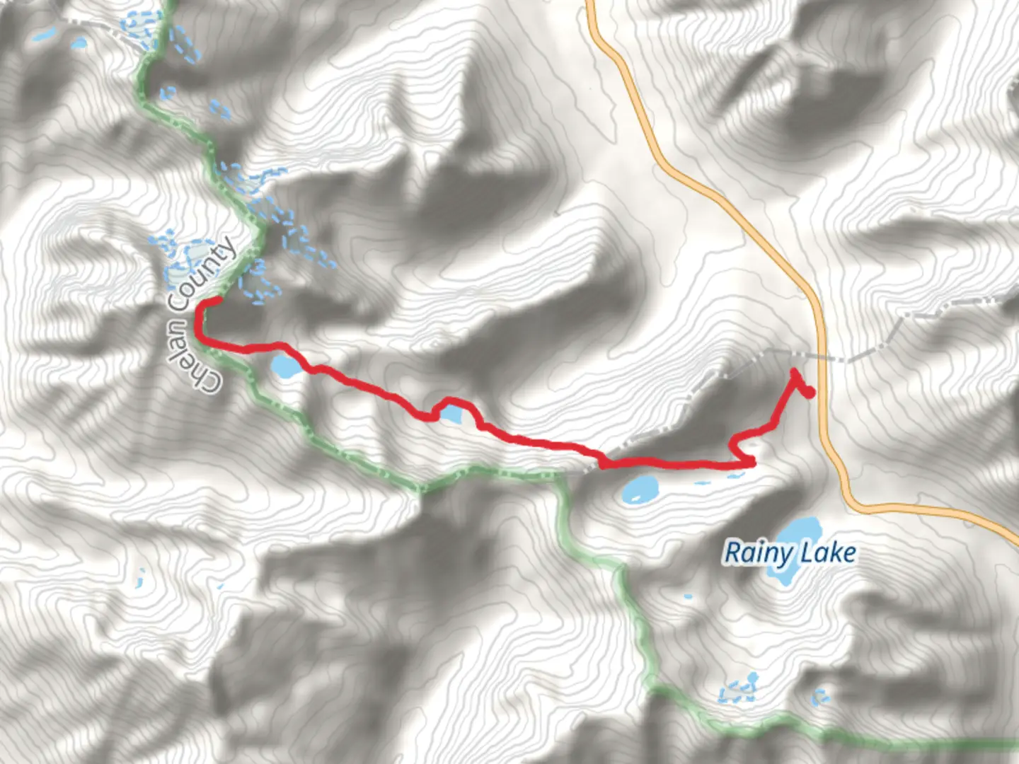 An image depicting the trail Black Peak, Wing Lake, Lewis Lake via Maple Pass Trail and its surrounding area.