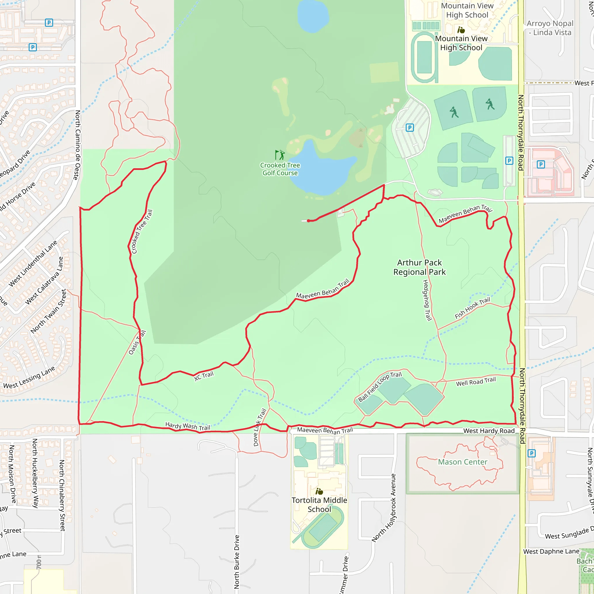 Arthur Pack Regional Park Loop mobile static map