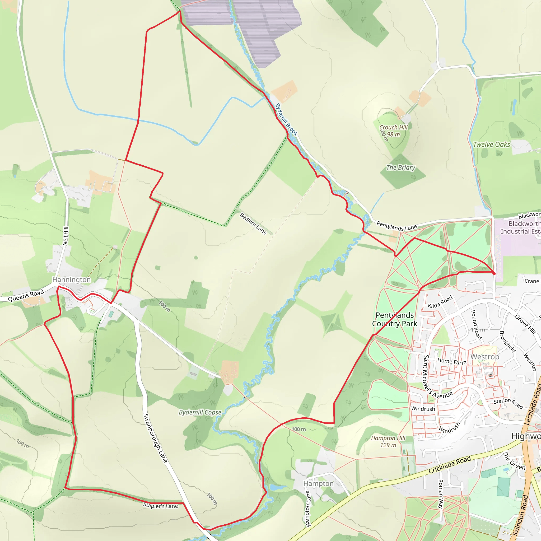 Hannington Country Park Loop mobile static map