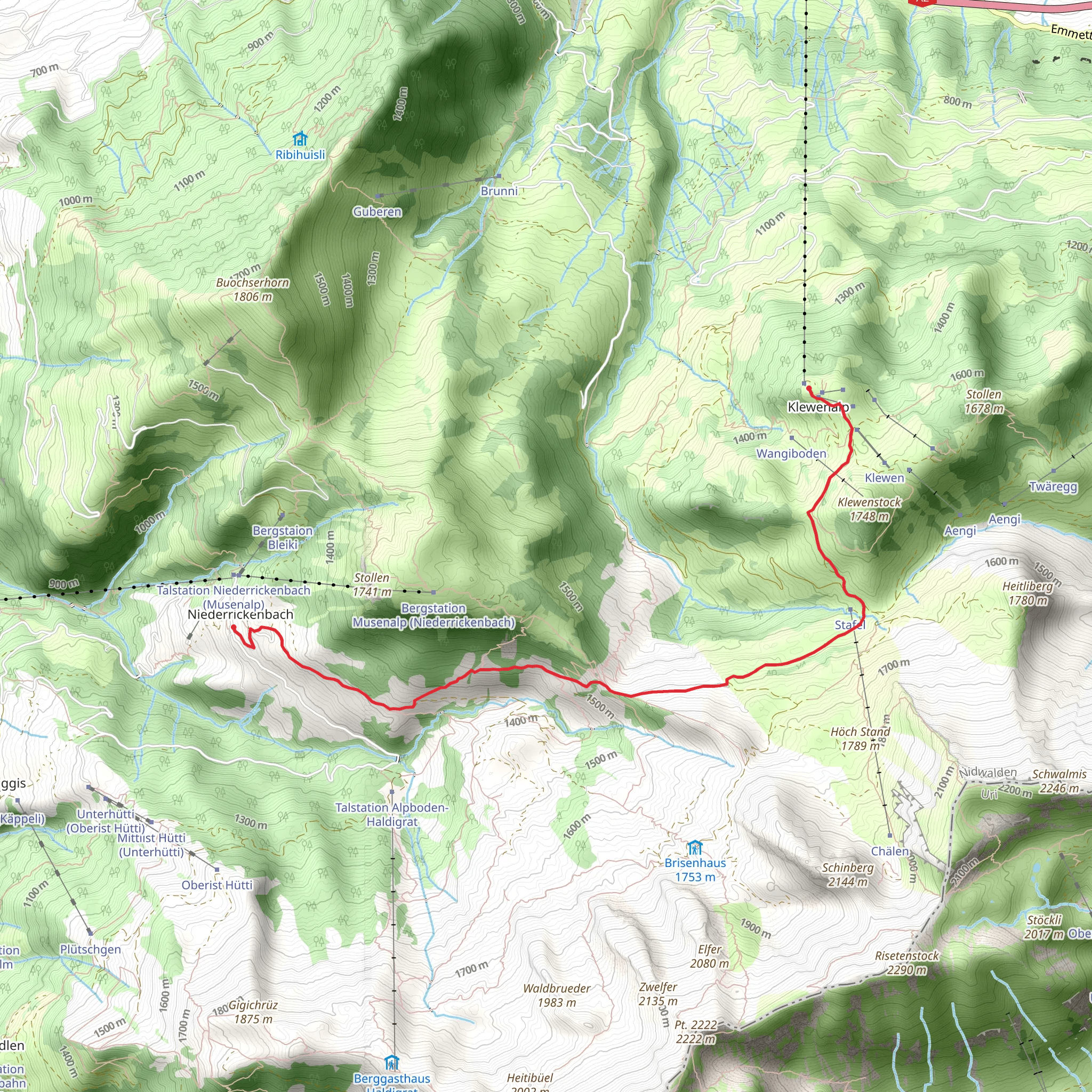 Klewenalp-Bärenfalle-Niederrickenbach mobile static map