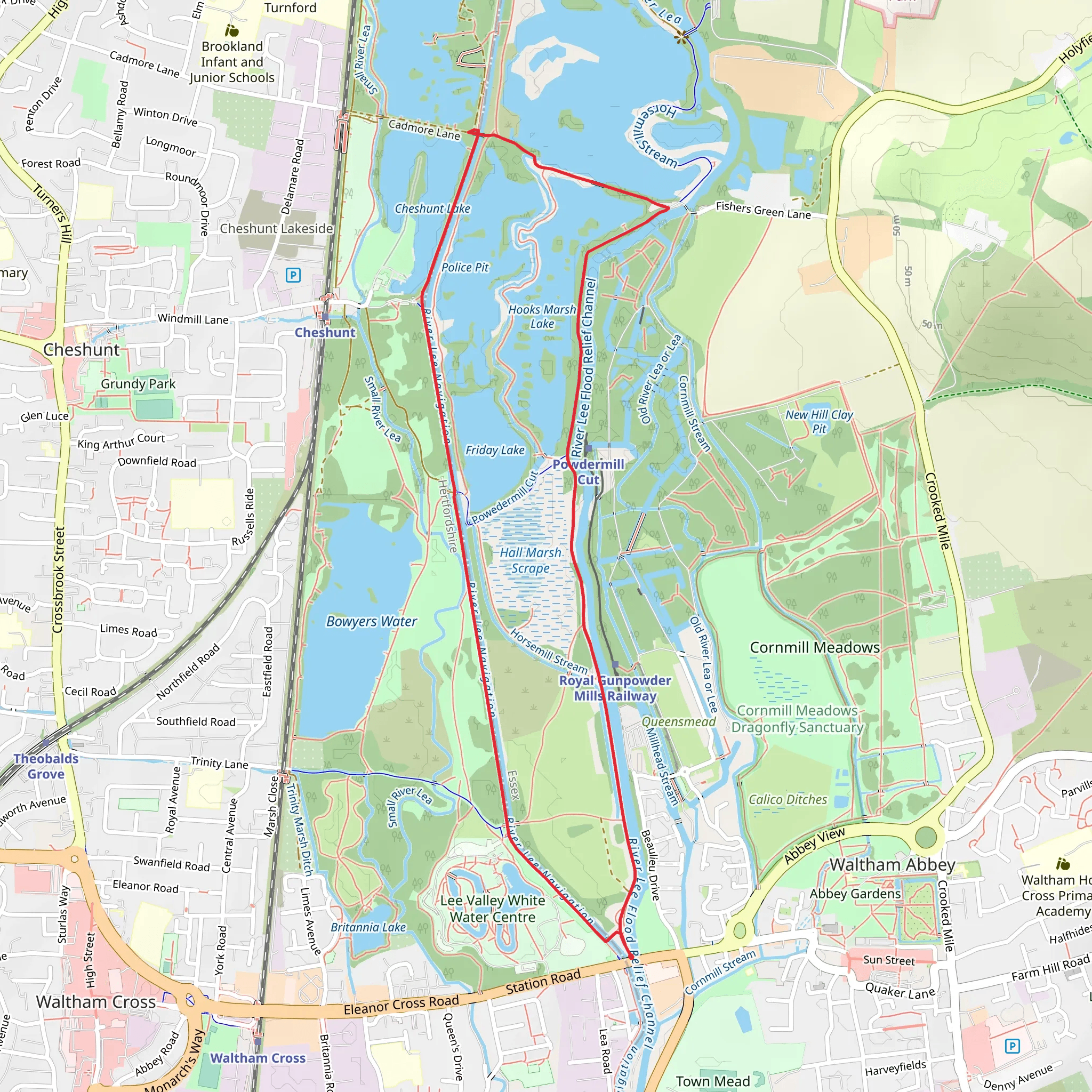 Friday Lake and Hooks Marsh Lake via Waltons Walk mobile static map
