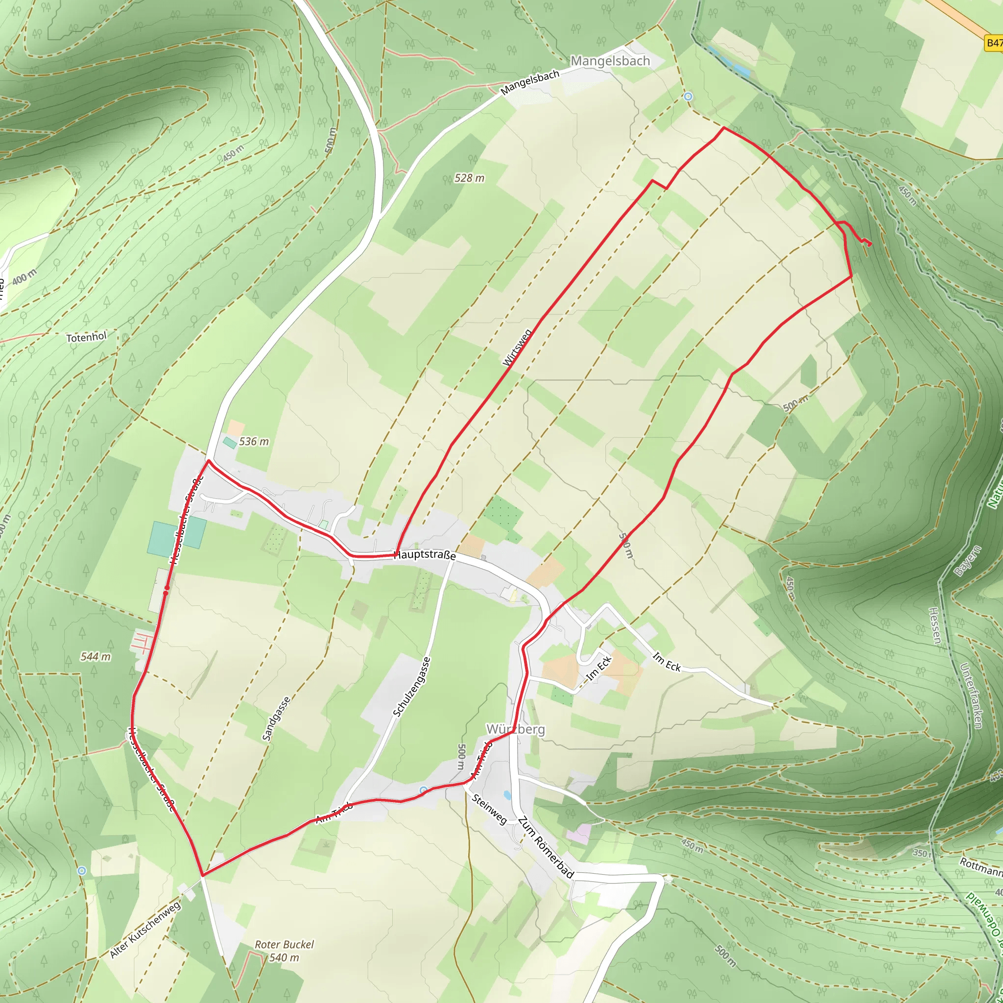 Würzberg Loop via Hohler Stein mobile static map