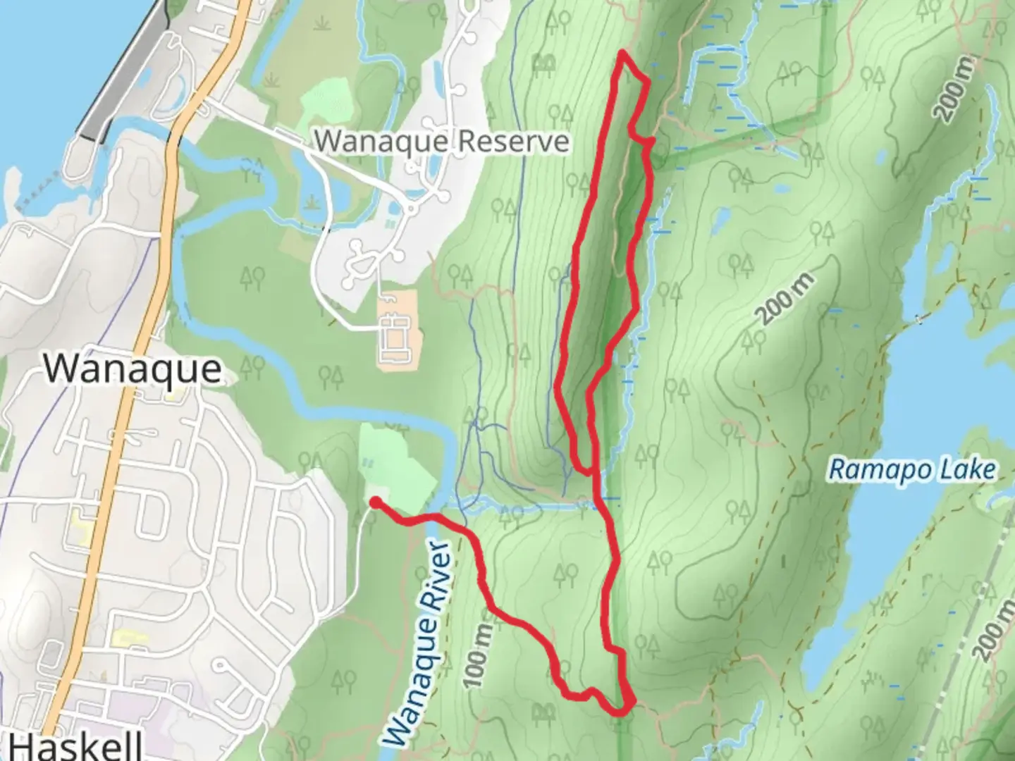 An image depicting the trail Wanaque Ridge Loop via Indian Rock Trail and its surrounding area.