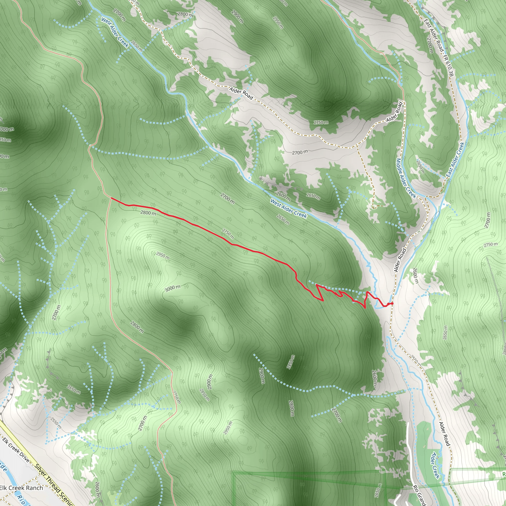 Alder Bench Trail - Short mobile static map