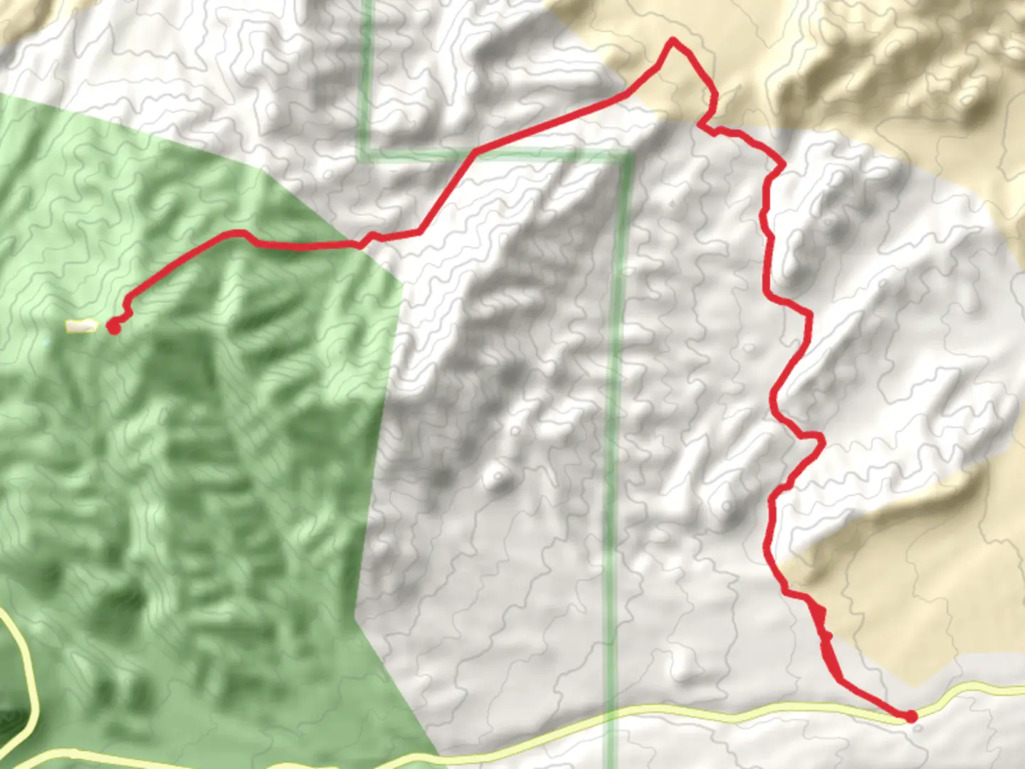 An image depicting the trail Angel Peak from Kyle Canyon Road and its surrounding area.