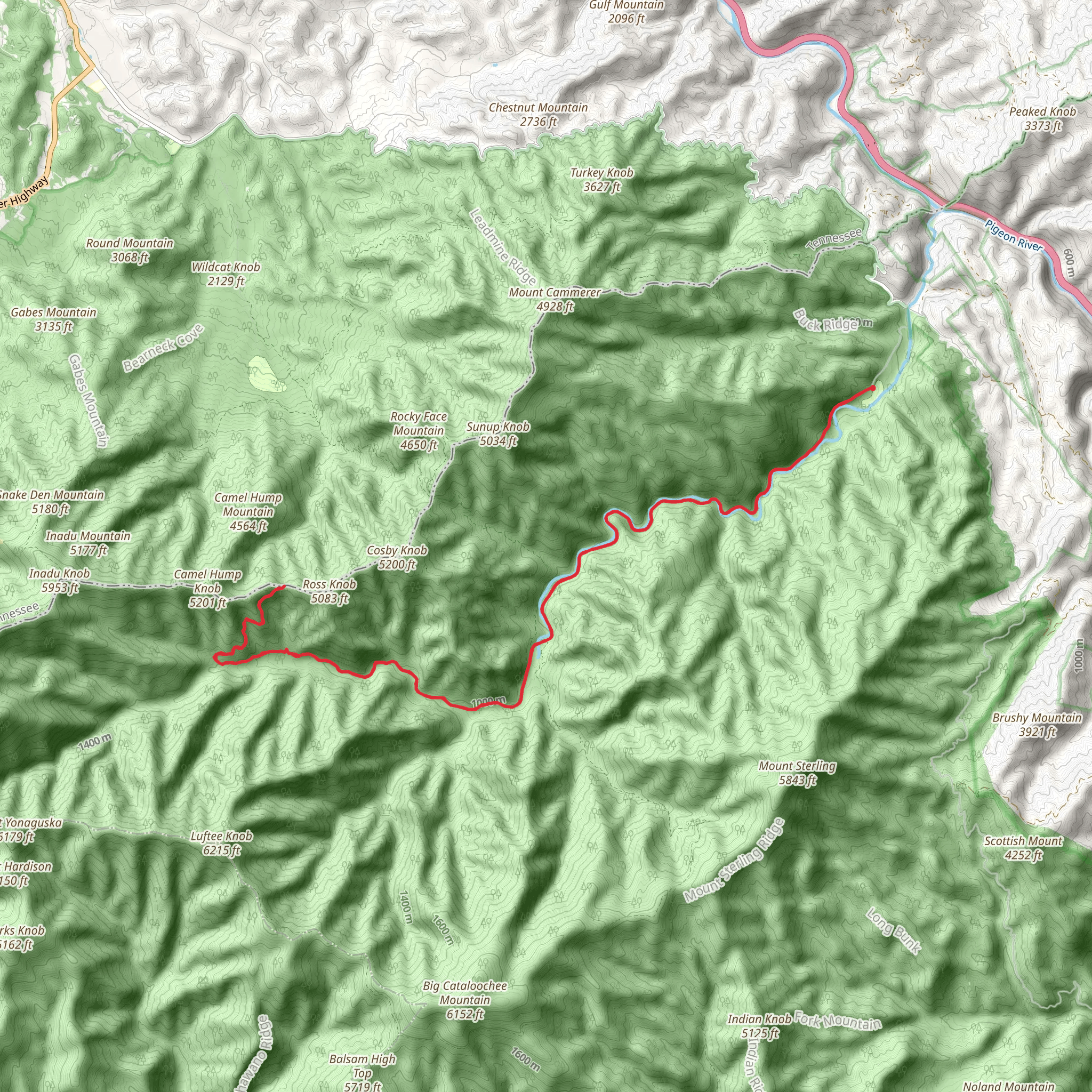 Camel Gap via Big Creek Trail mobile static map