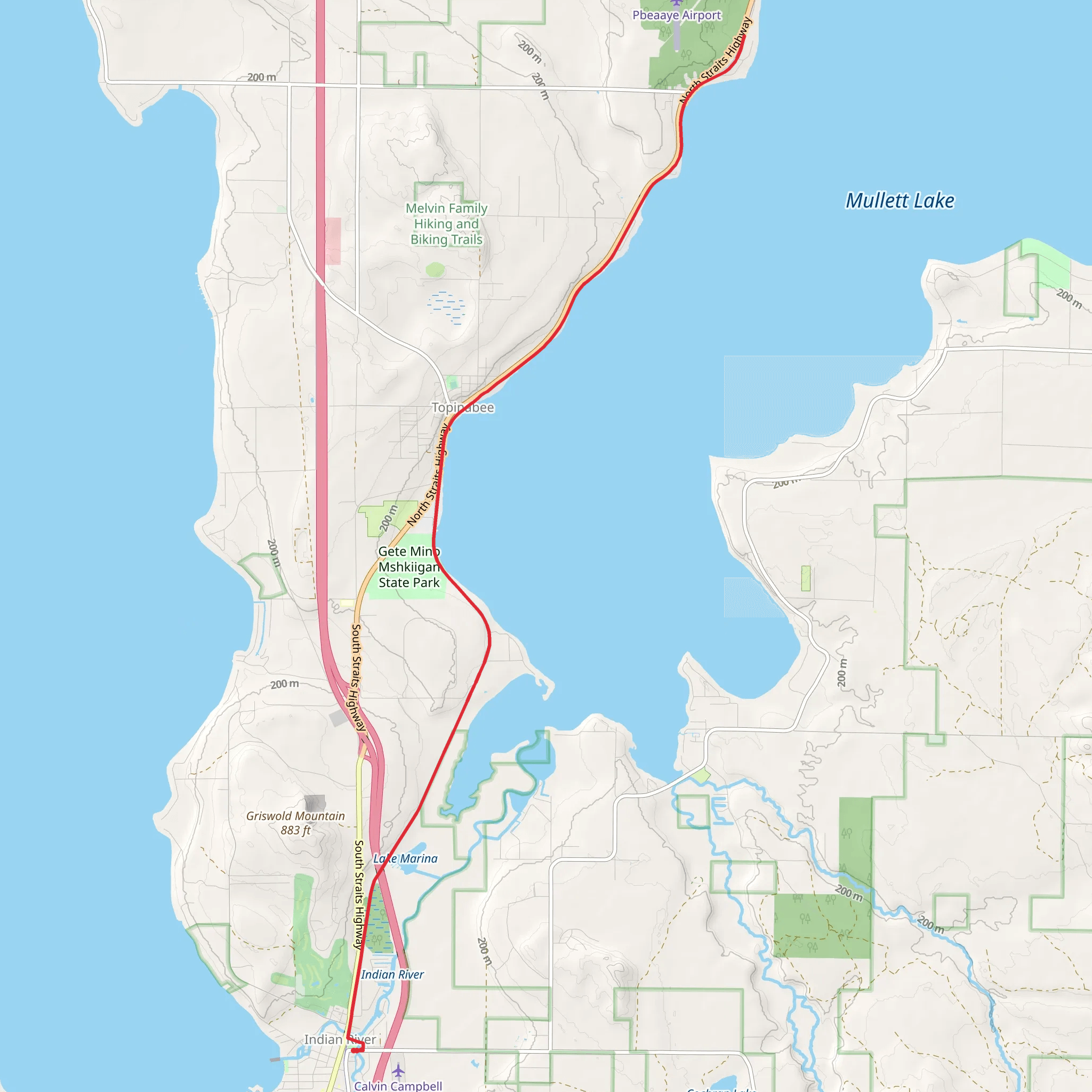 North Central State Trail from Indian River mobile static map