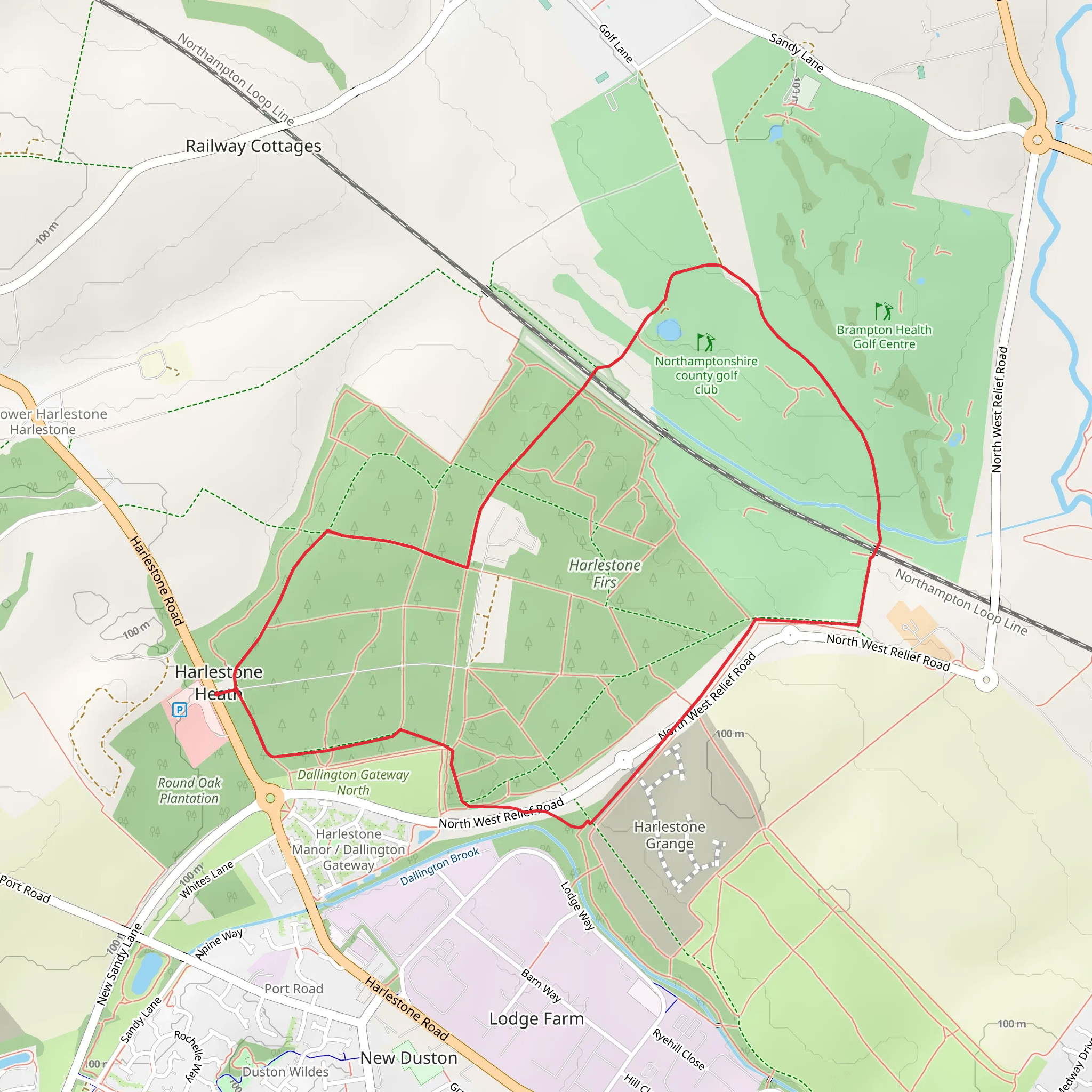 Harlestone Firs and Dallington Heath Loop mobile static map
