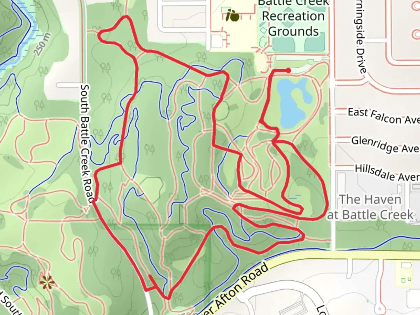An image depicting the trail World Cup Course Loop and its surrounding area.