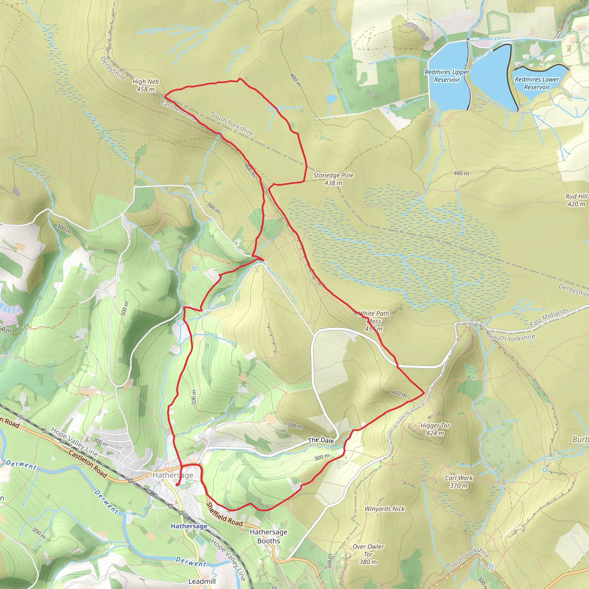 Hathersage Country Park and Robin Hood's Cave Loop mobile static map