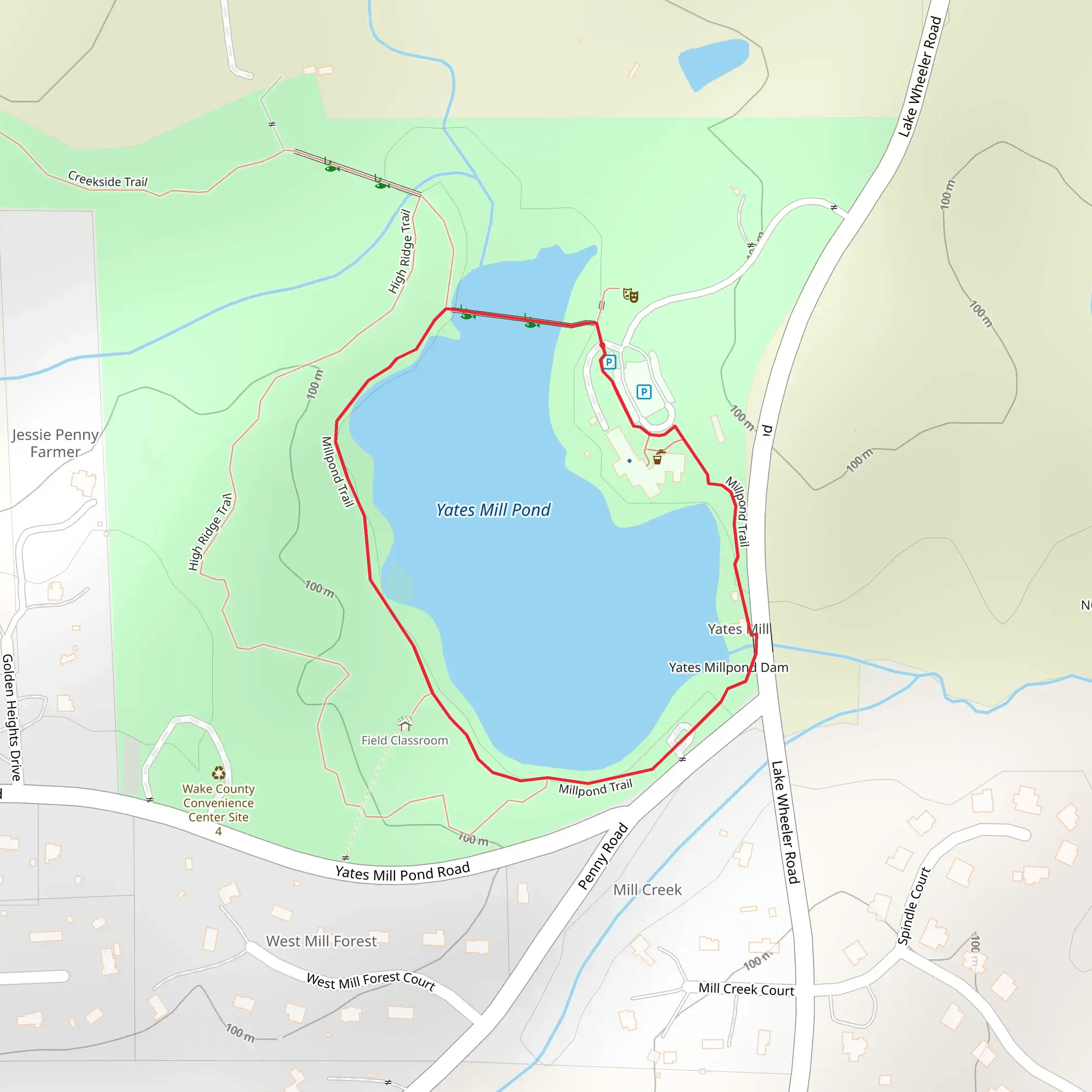 Yates Mill Pond Loop mobile static map