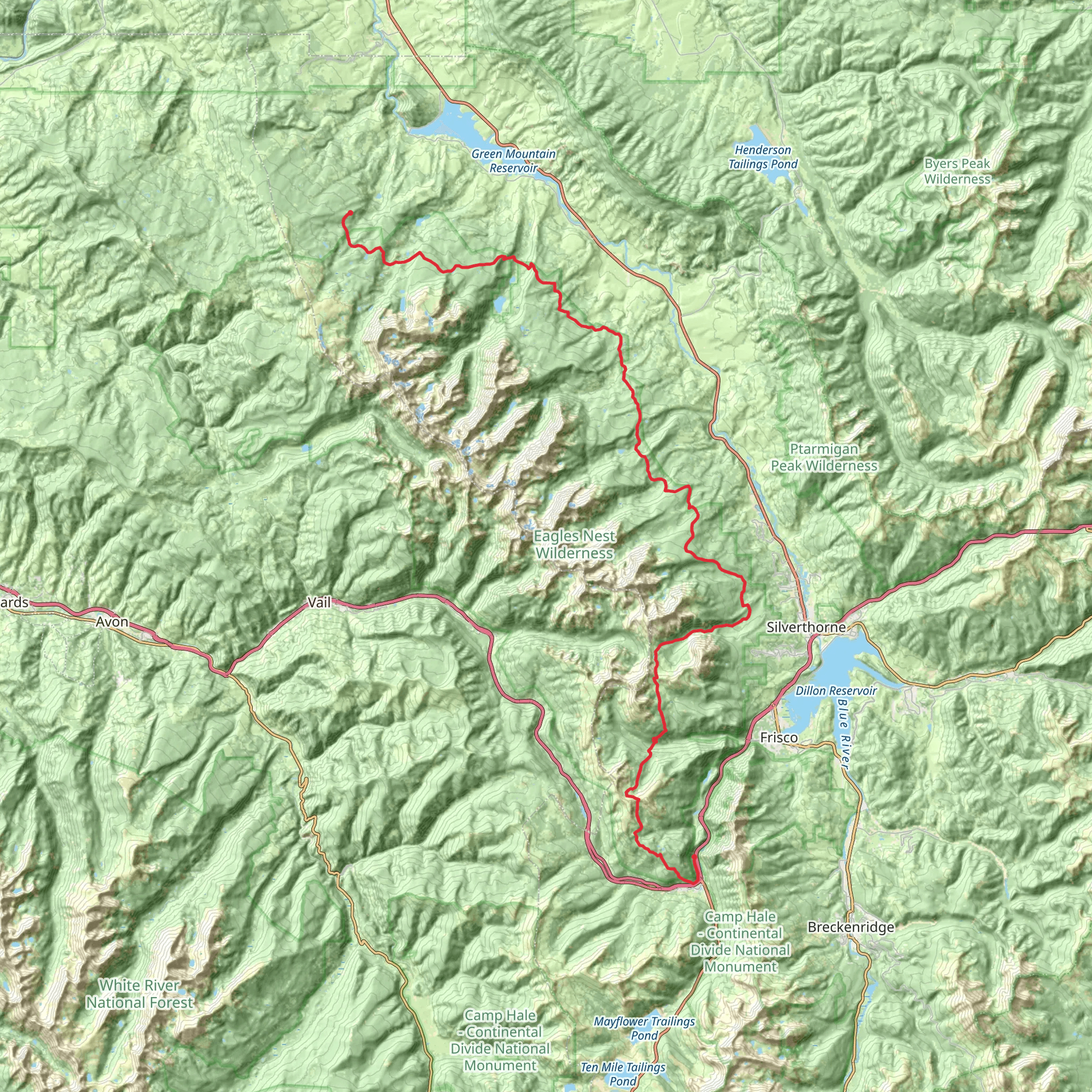 Gore Range Trail mobile static map