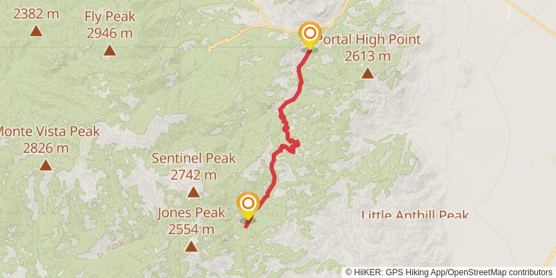 Burro Trail via South Fork Trail stage 2 Map