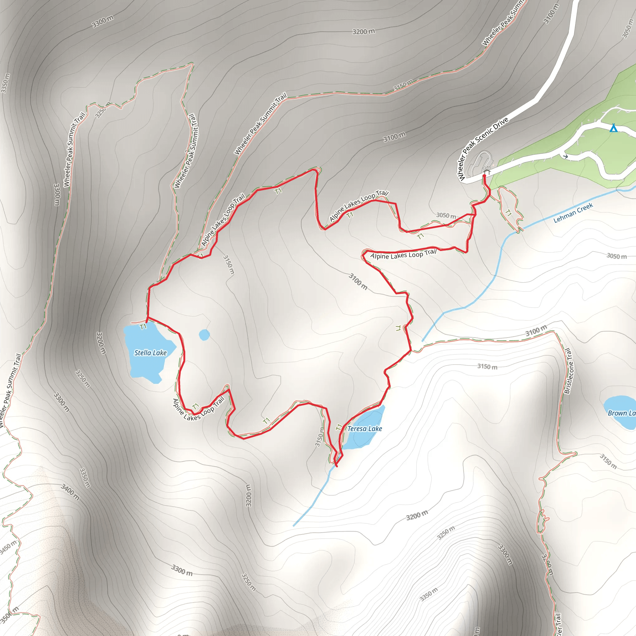 Stella and Teresa Lake Loop mobile static map