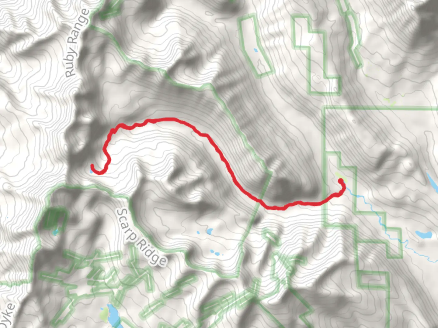 An image depicting the trail Blue Lake via Oh-Be-Joyful Trail and its surrounding area.