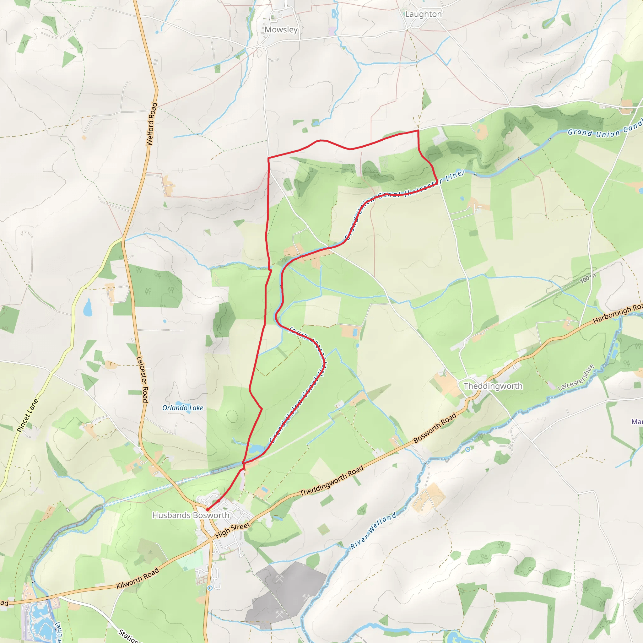 Grand Union Canal Loop - Husbands Bosworth mobile static map