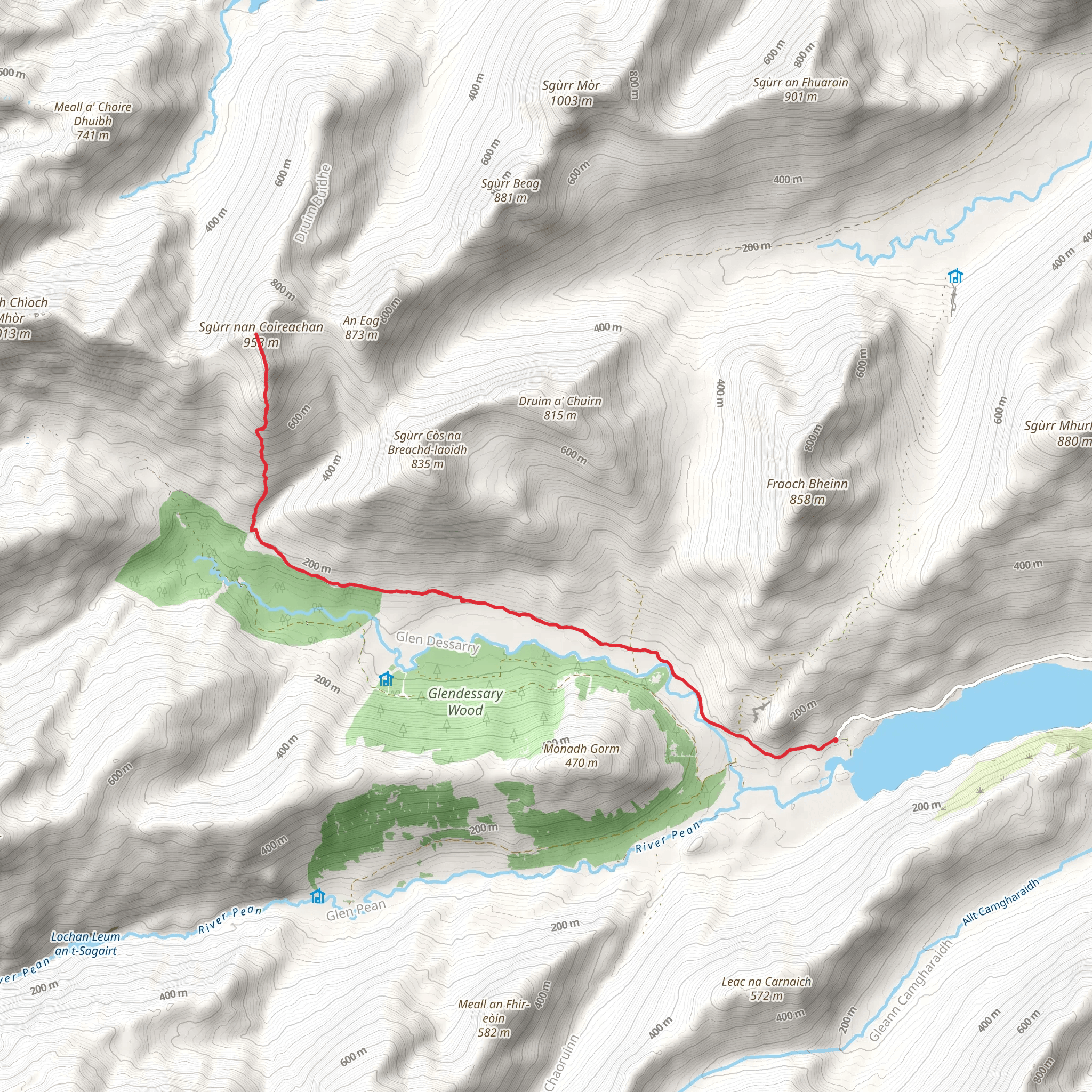 Sgùrr nan Coireachan - Glen Dessary mobile static map