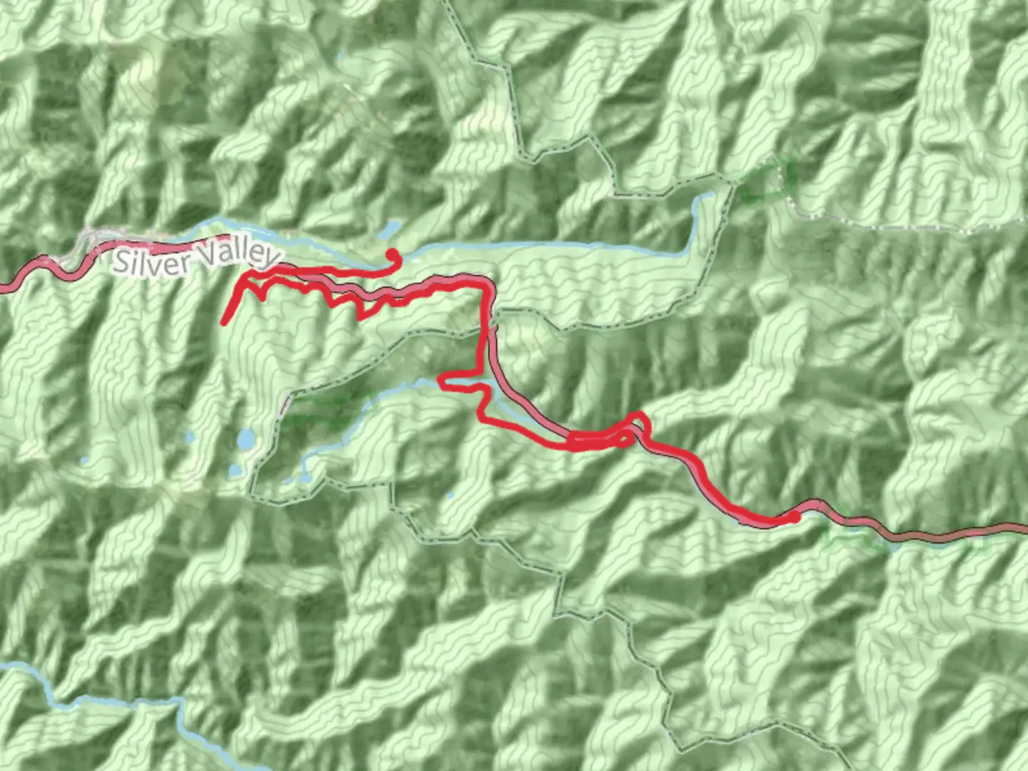 An image depicting the trail Norpac Trail from Shoshone Park and its surrounding area.