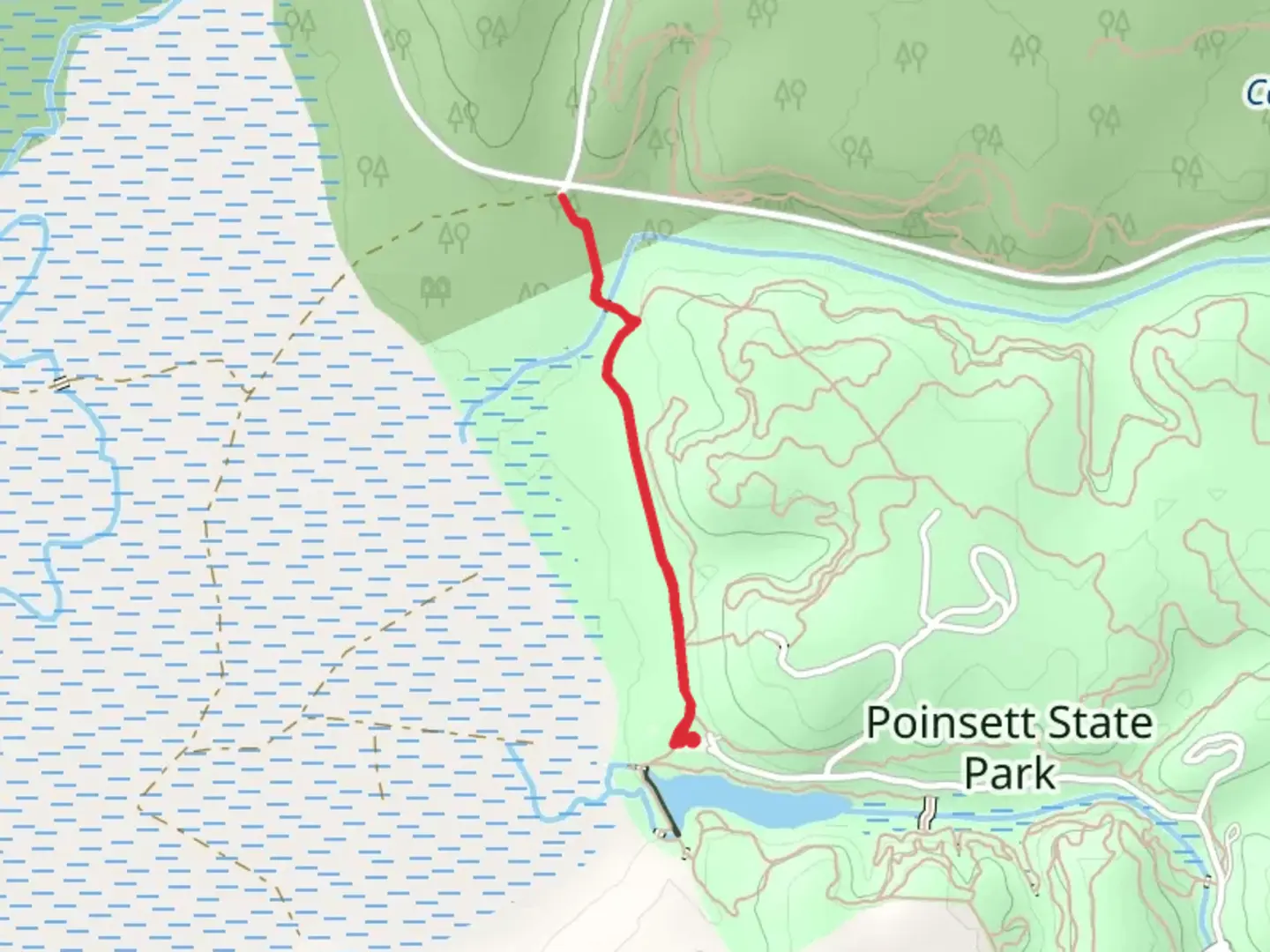 An image depicting the trail Campbell Creek - Palmetto Trail Wateree Passage and its surrounding area.
