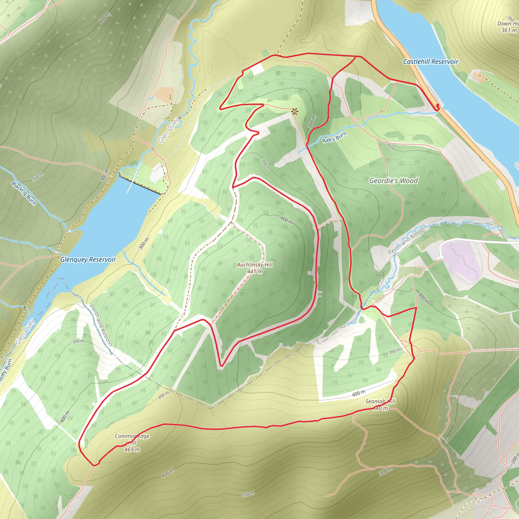 Auchlinsky, Commonedge and Seamab Hills mobile static map
