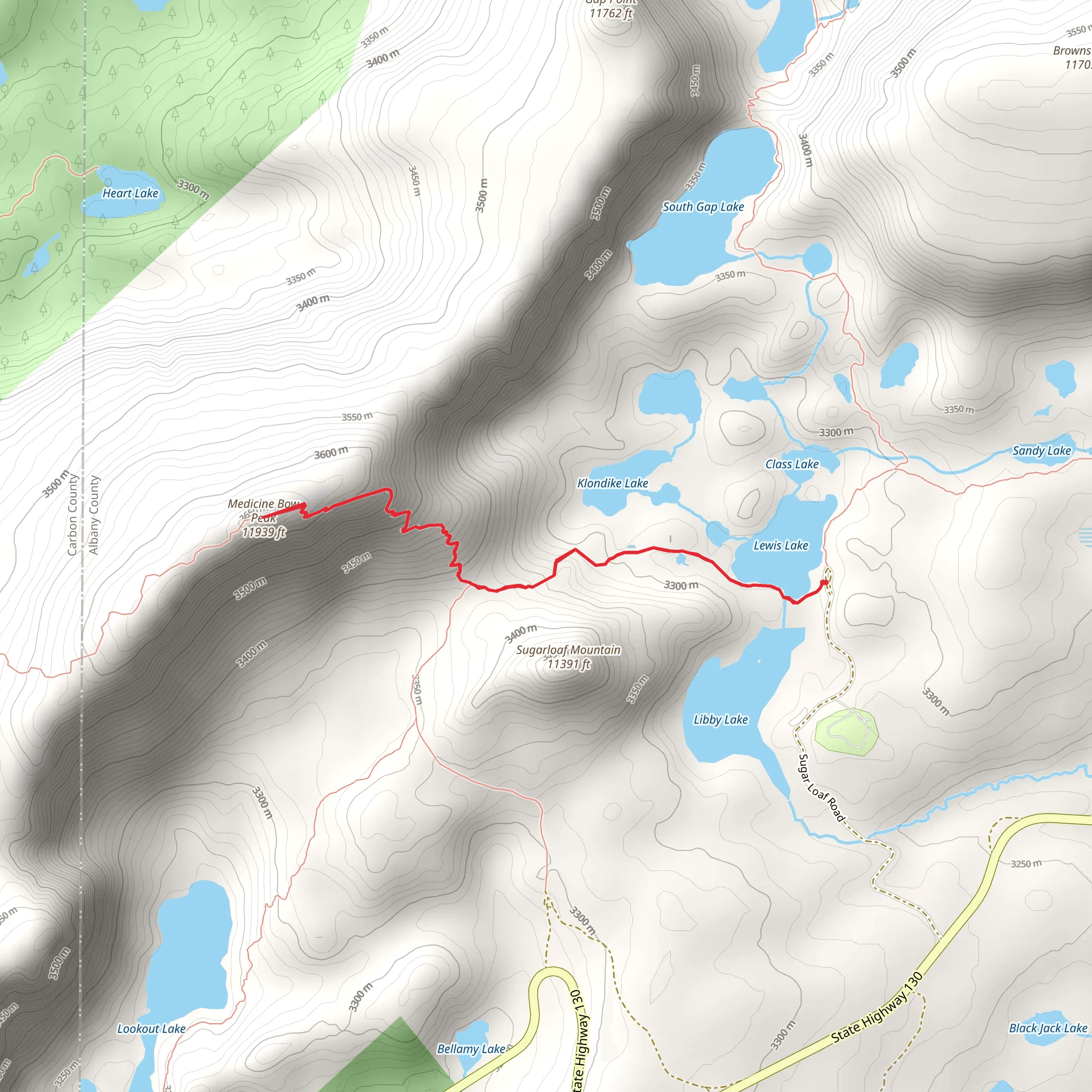 Medicine Bow Peak Trail mobile static map