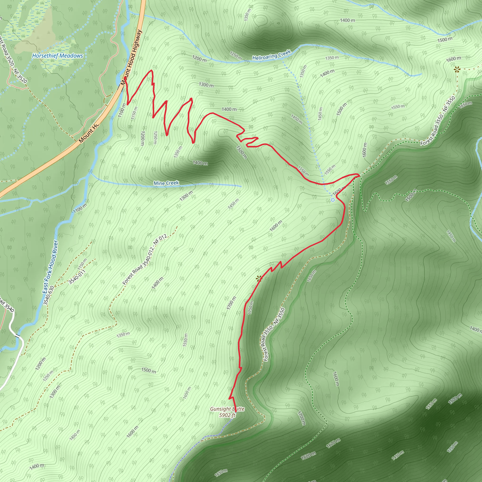 Gunsight Butte via Gumjuwac Trail mobile static map