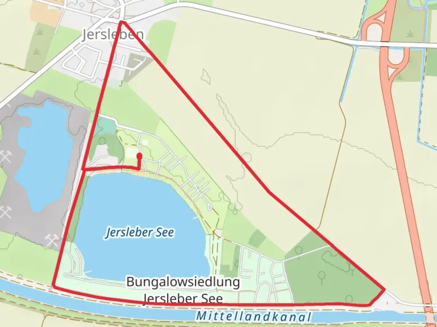 An image depicting the trail Jersleber See Loop and its surrounding area.