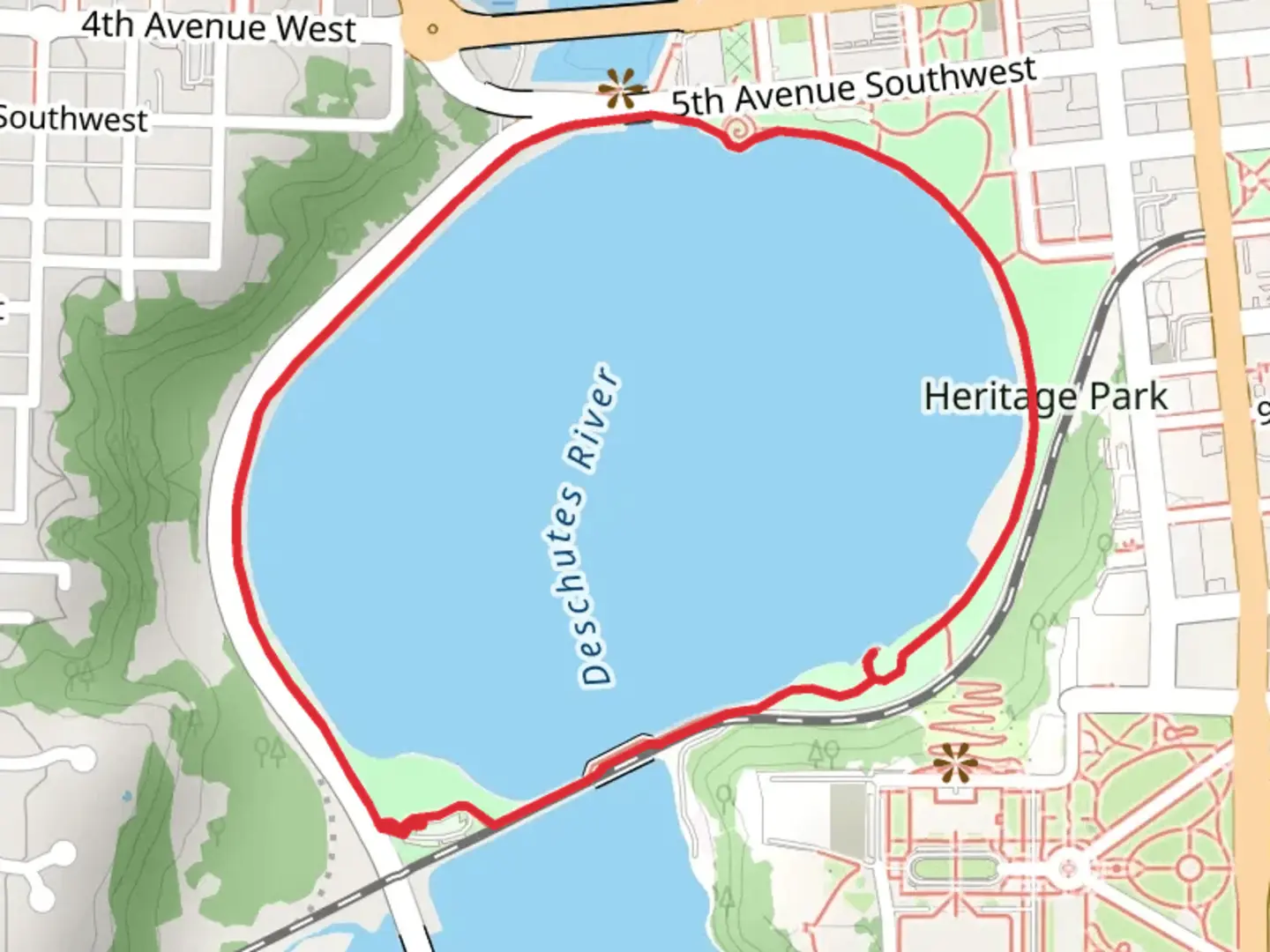 An image depicting the trail Marathon Park and Heritage Park Loop and its surrounding area.