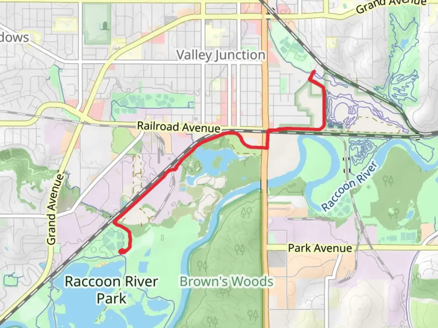 An image depicting the trail Levee Trail Out and Back and its surrounding area.