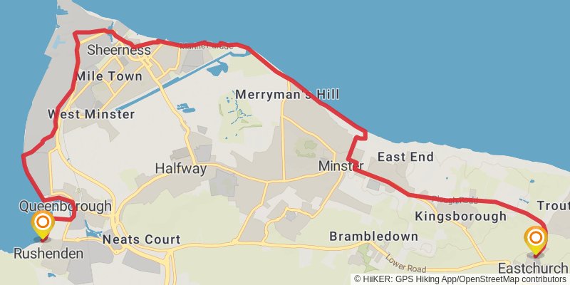 Camber to Dartford Station Walk via England Coast Path stage 11 Map