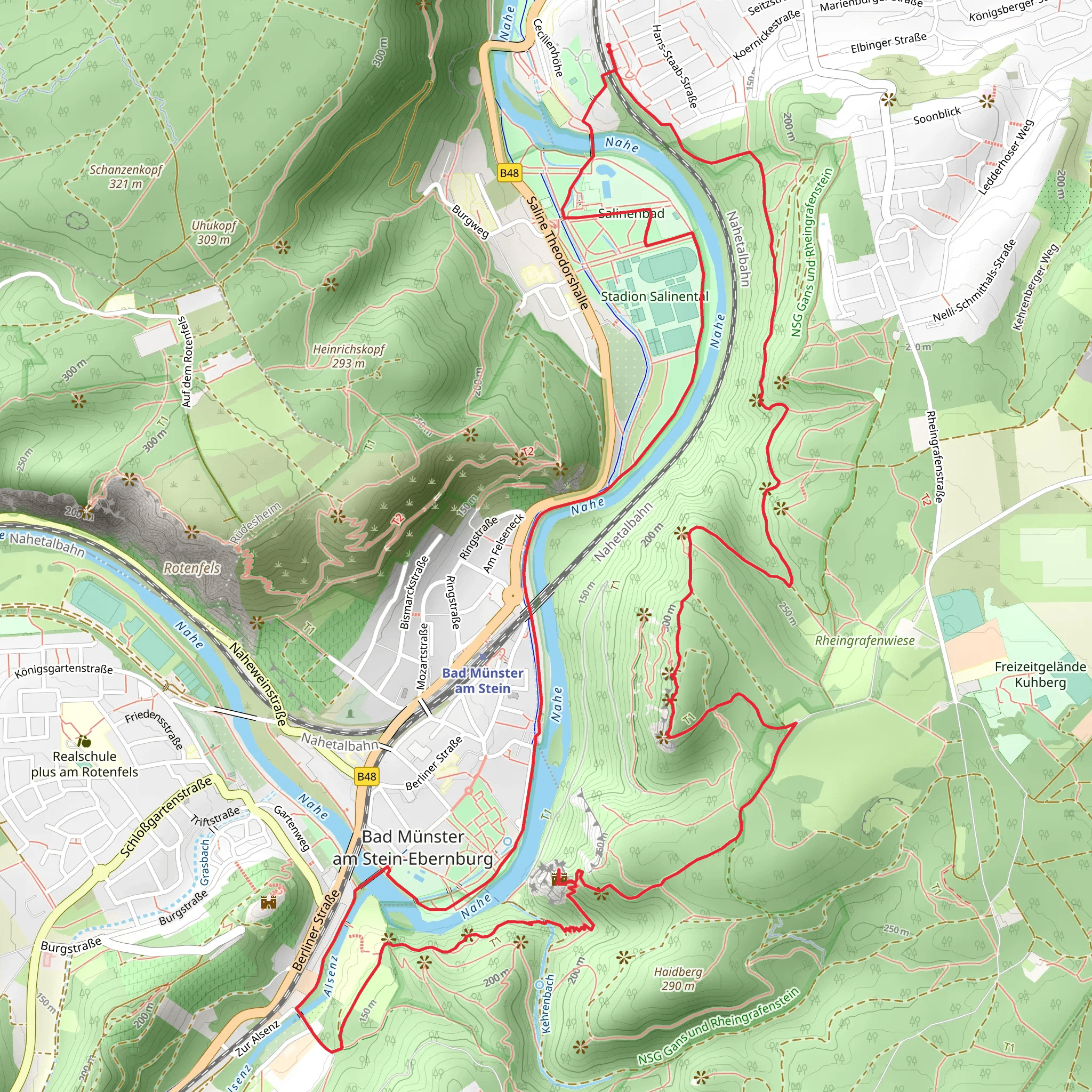 Nahe, Burguine Rheingrafenstein and Gans via Tour Natur mobile static map