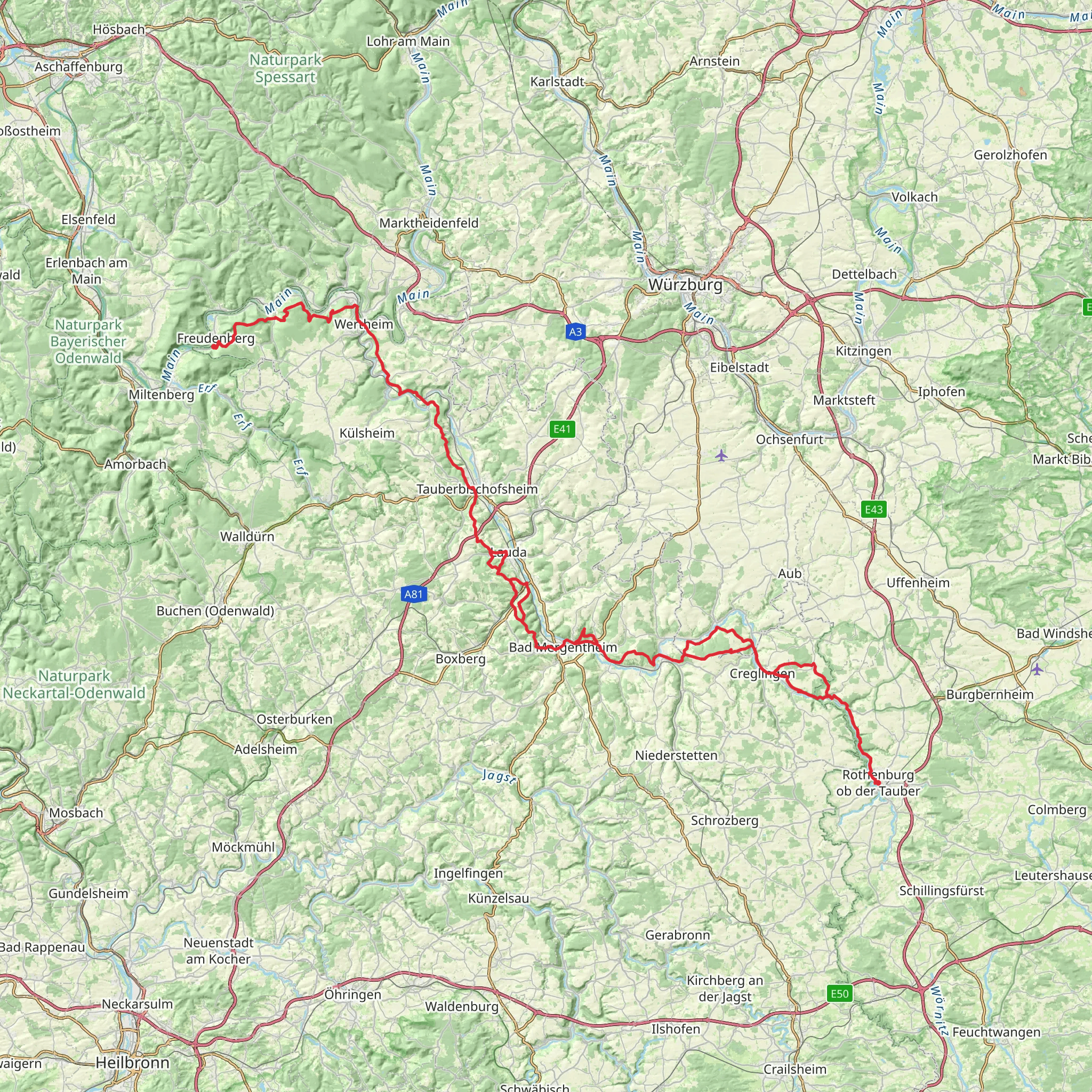 Panoramawanderweg Taubertal mobile static map