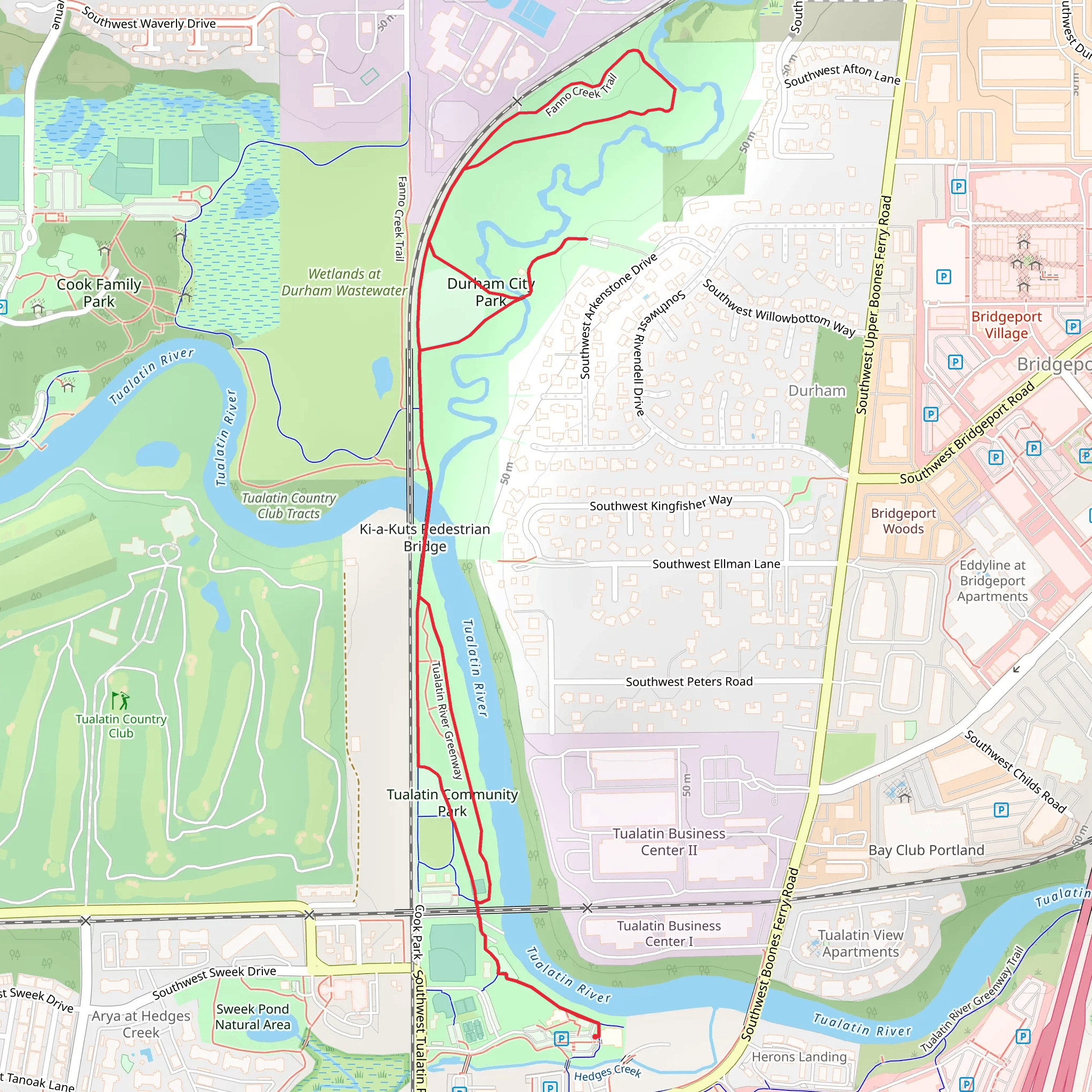 Tualatin River Greenway and Fanno Creek Loop Trail mobile static map