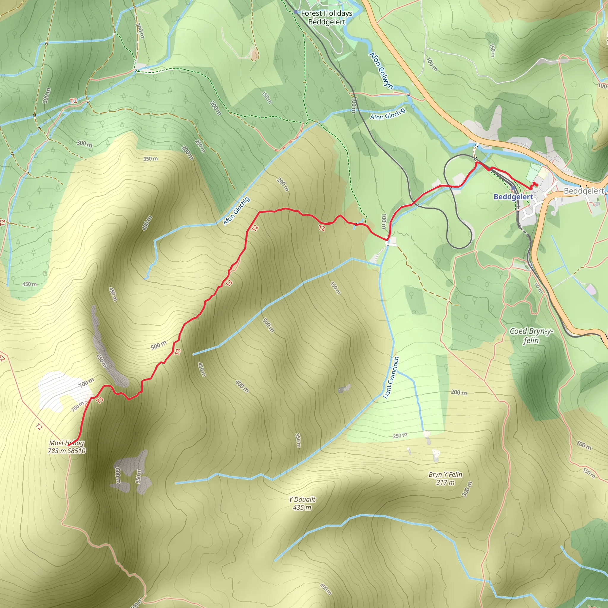 Moel Hebog Walk mobile static map