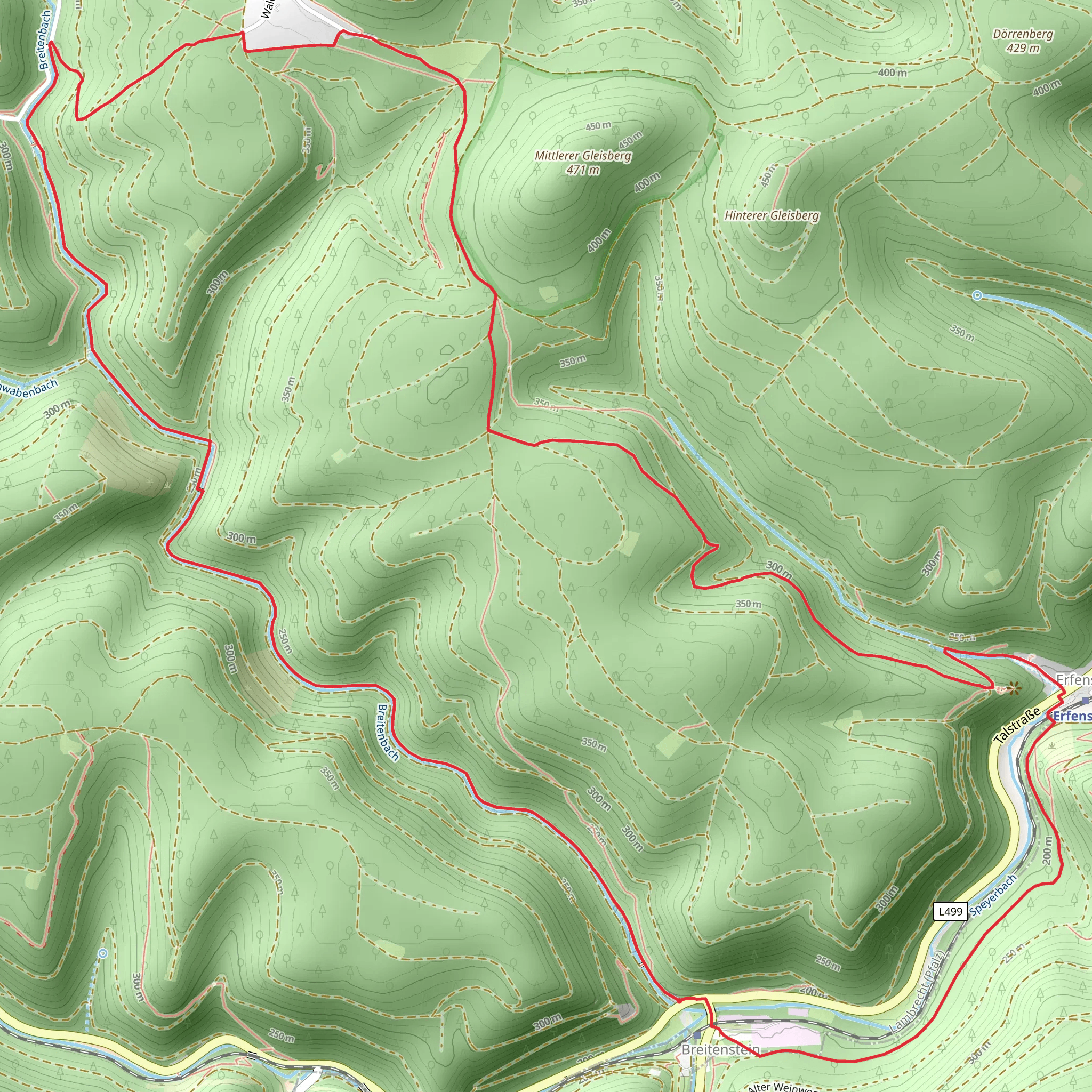 Johanniskreuz and Staatsforst Loop - Breitenstein mobile static map