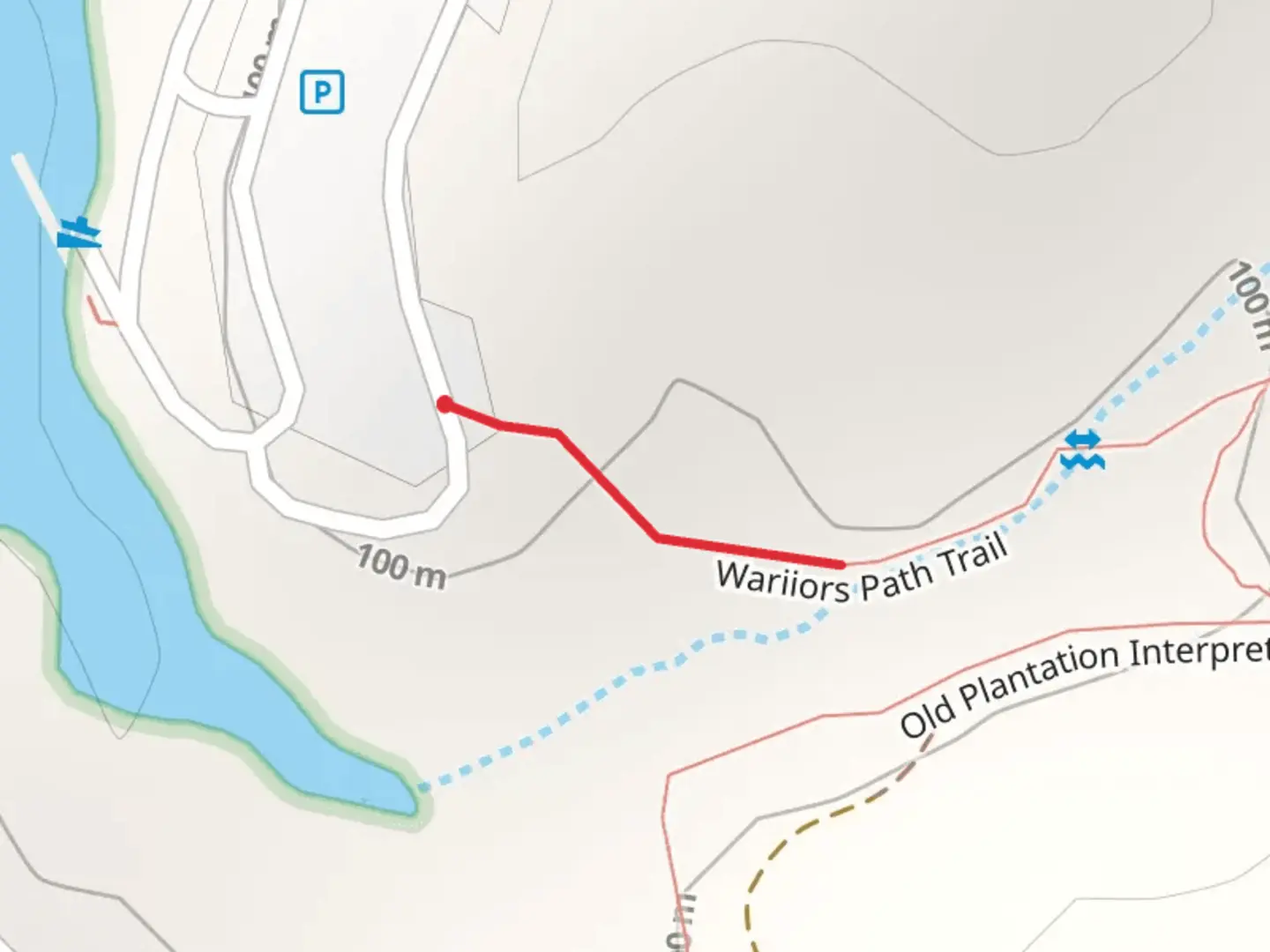 An image depicting the trail Occoneechee Park Road and its surrounding area.