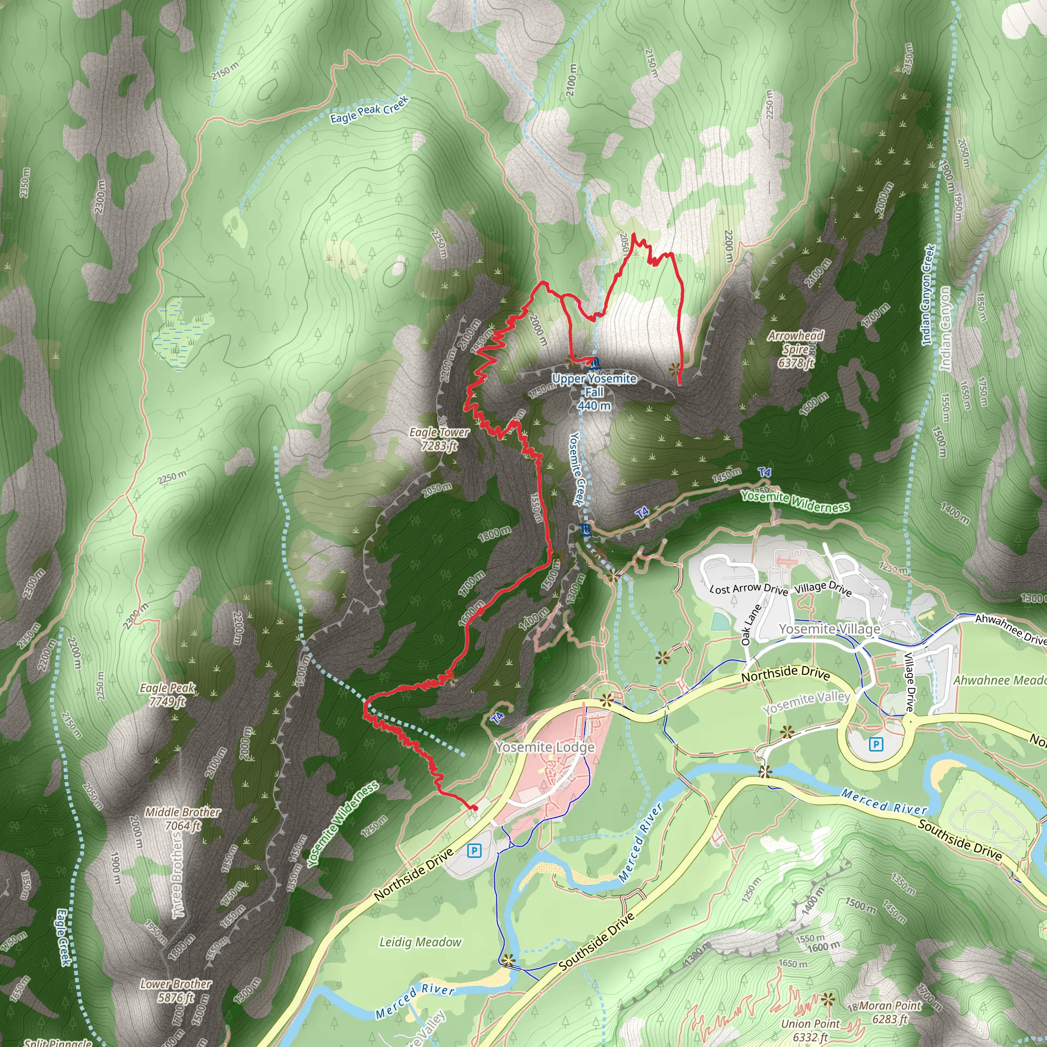Yosemite Point via Upper Yosemite Fall Trail mobile static map