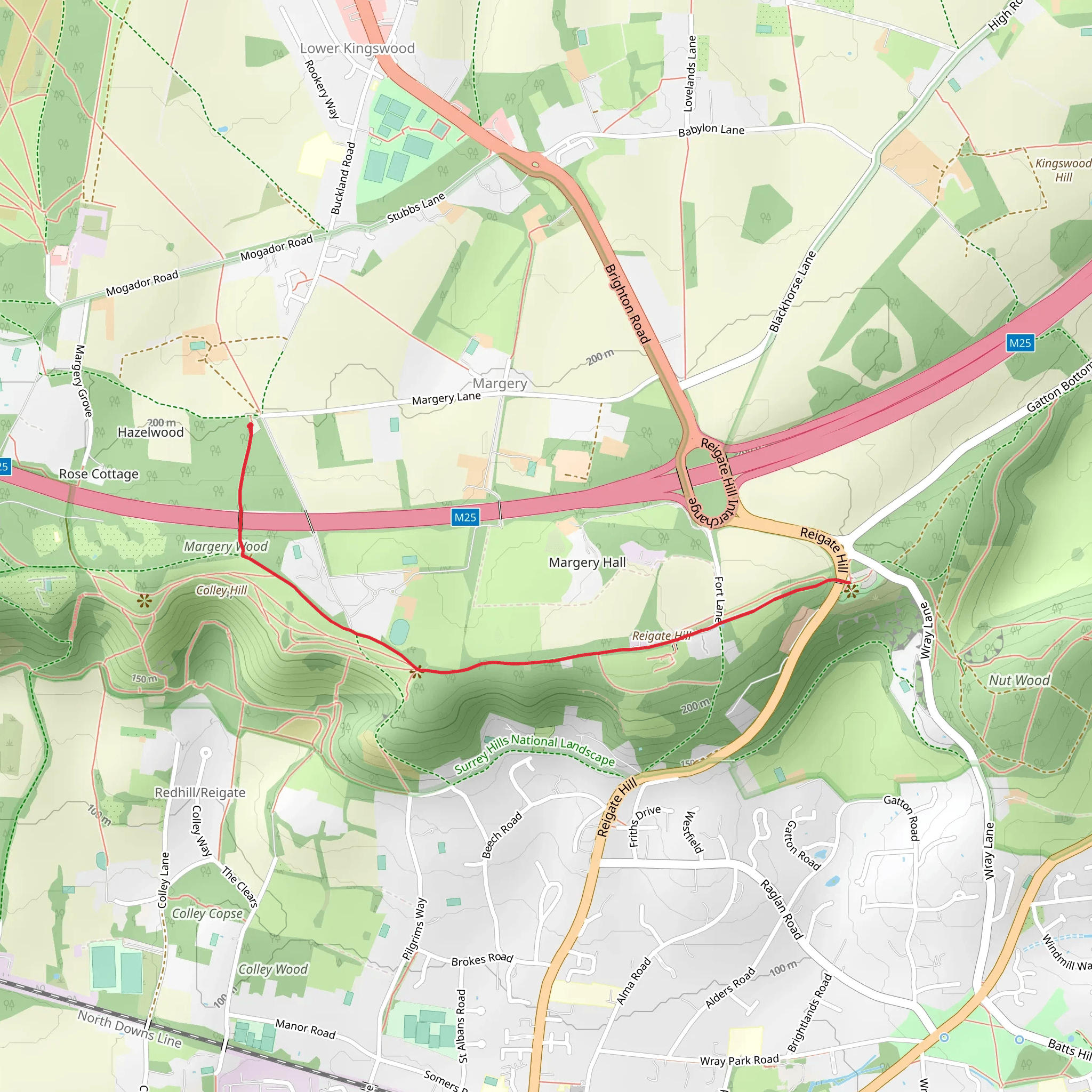 Margery Wood and Reigate Hill mobile static map