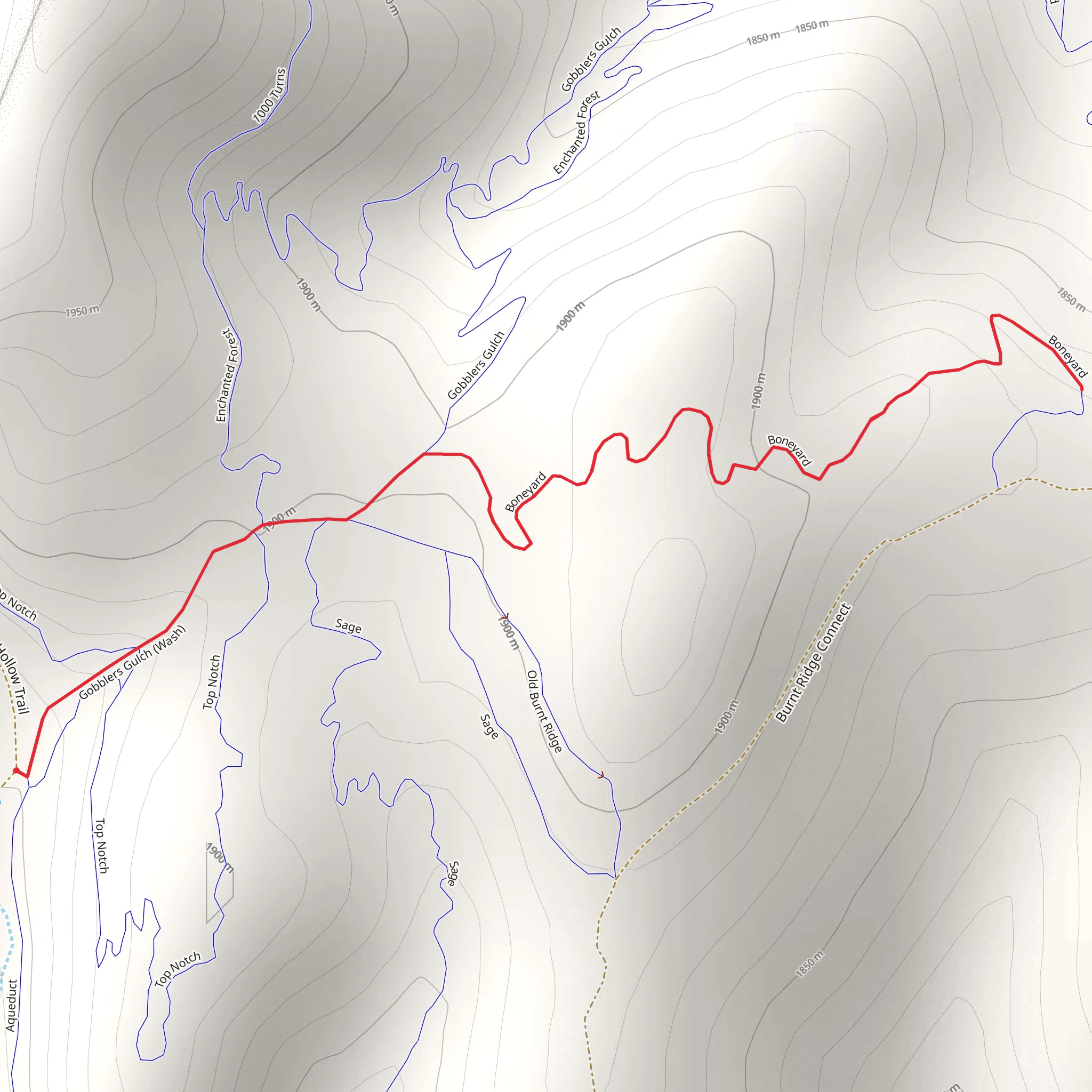 Gobblers Gulch and Boneyard Walk mobile static map