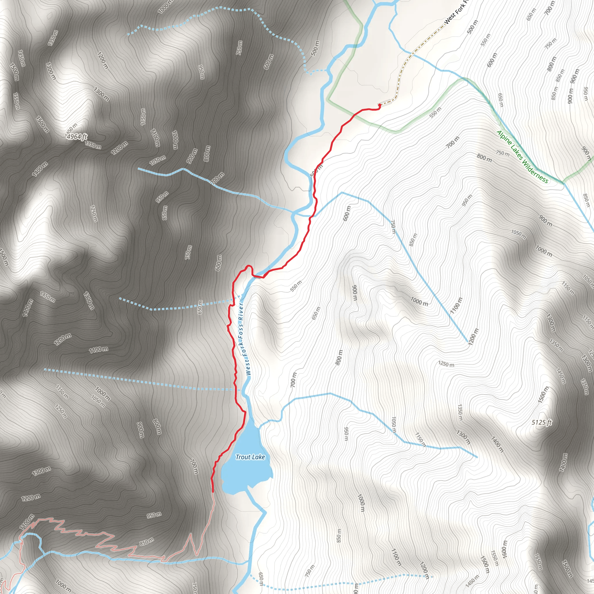 Trout Lake via West Fork Foss Lakes Trail mobile static map