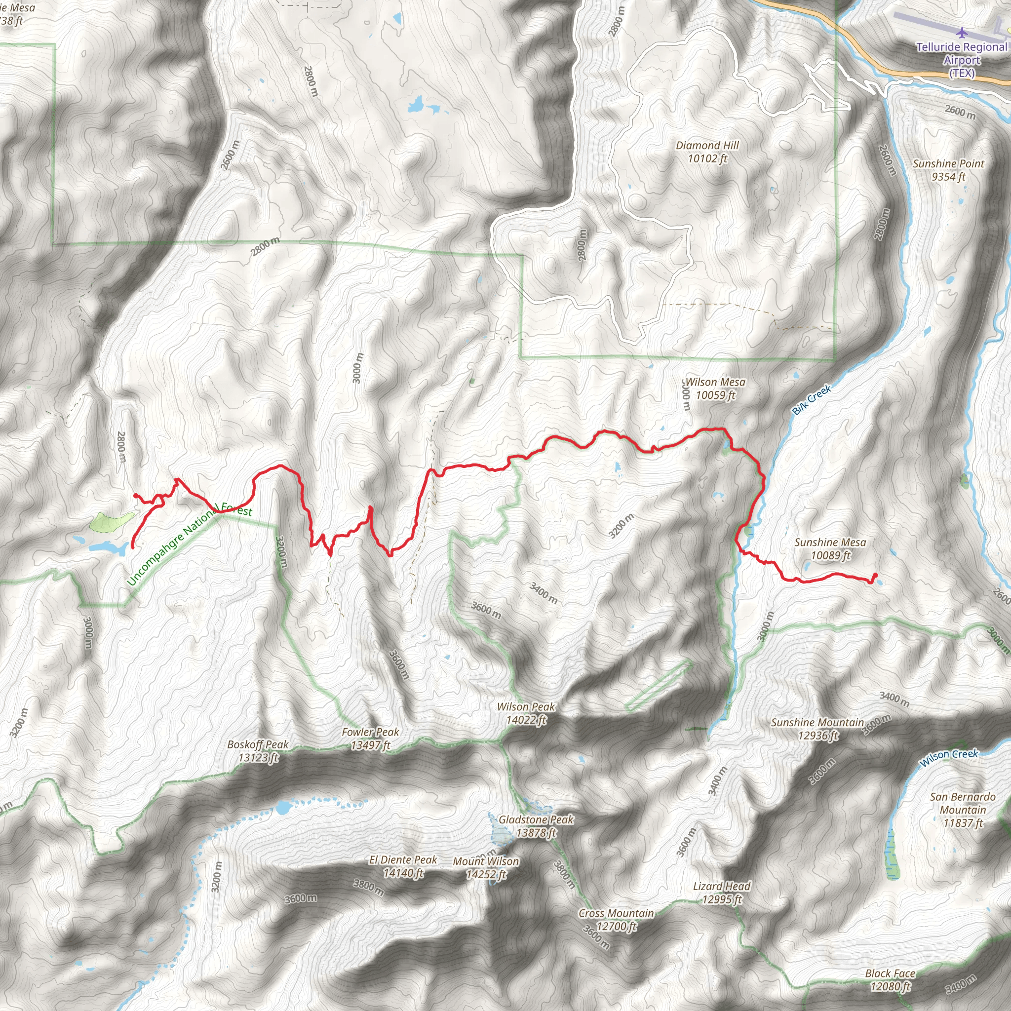 Wilson Mesa Trail mobile static map