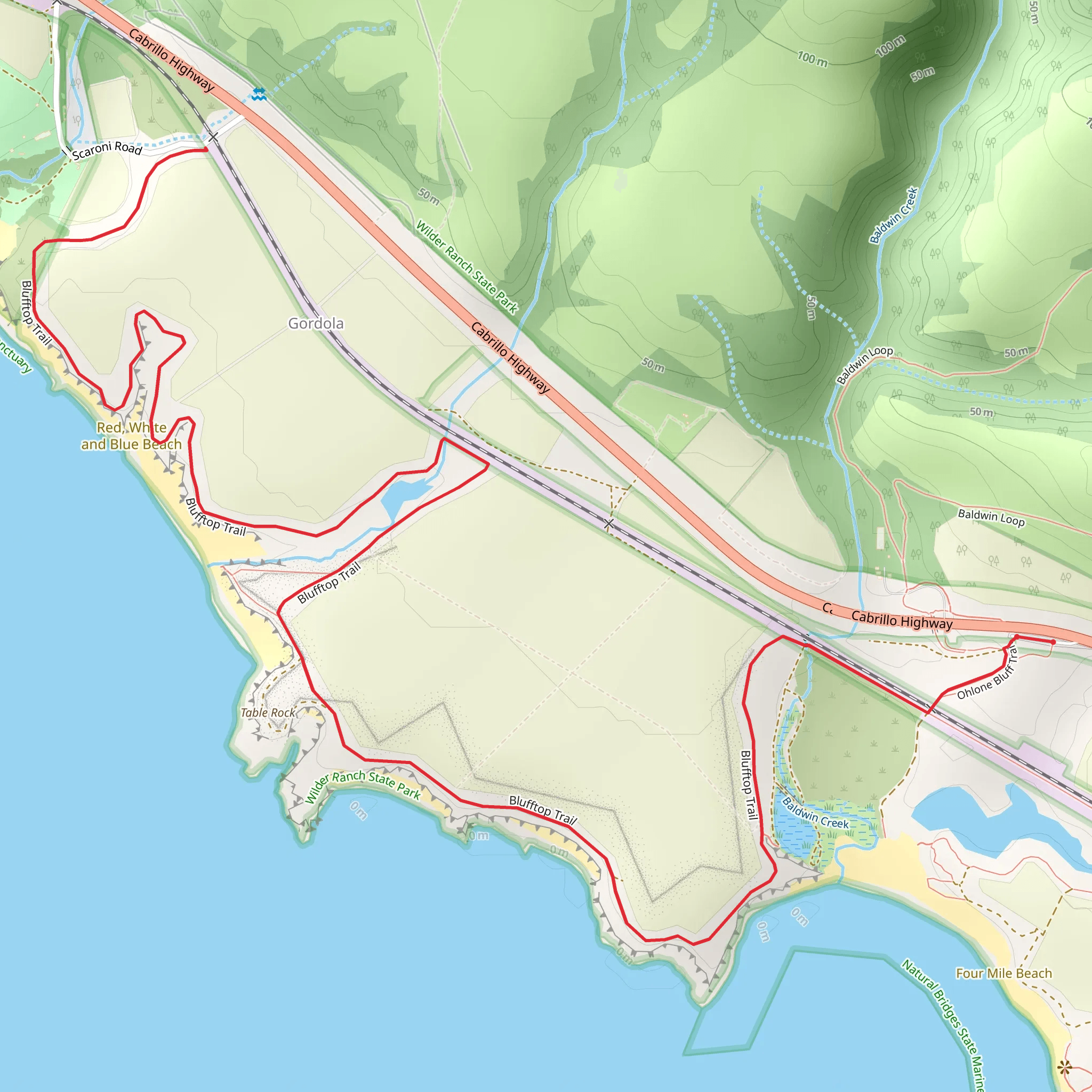 Ohlone Bluff and Blufftop Trail mobile static map