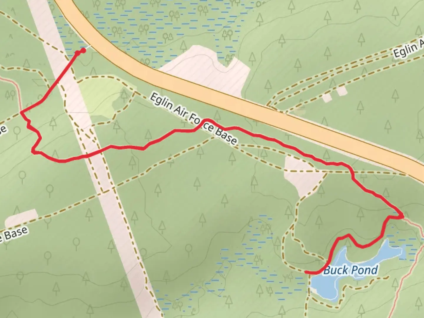 An image depicting the trail Florida Trail and Buck Pond and its surrounding area.