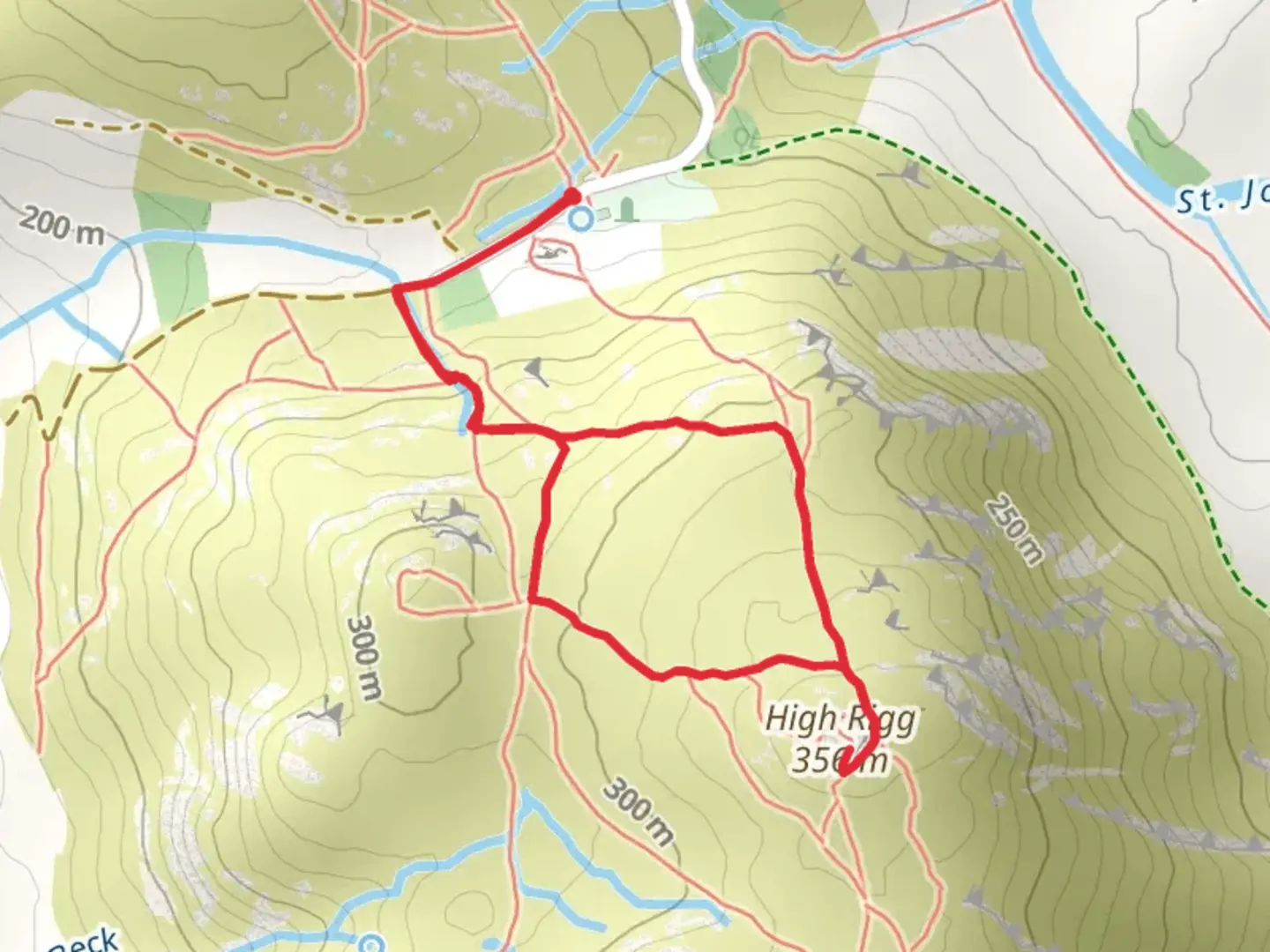 An image depicting the trail High Rigg Loop and its surrounding area.