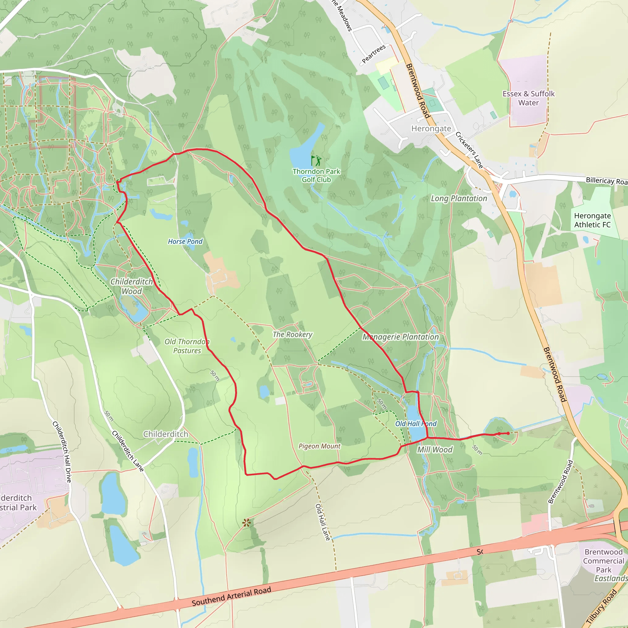 Thorndon Hall Loop mobile static map