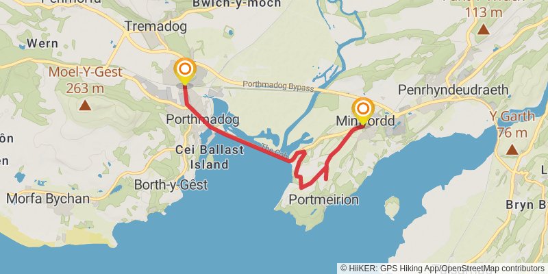 Aberdovey to Porthmadog Walk stage 7 Map