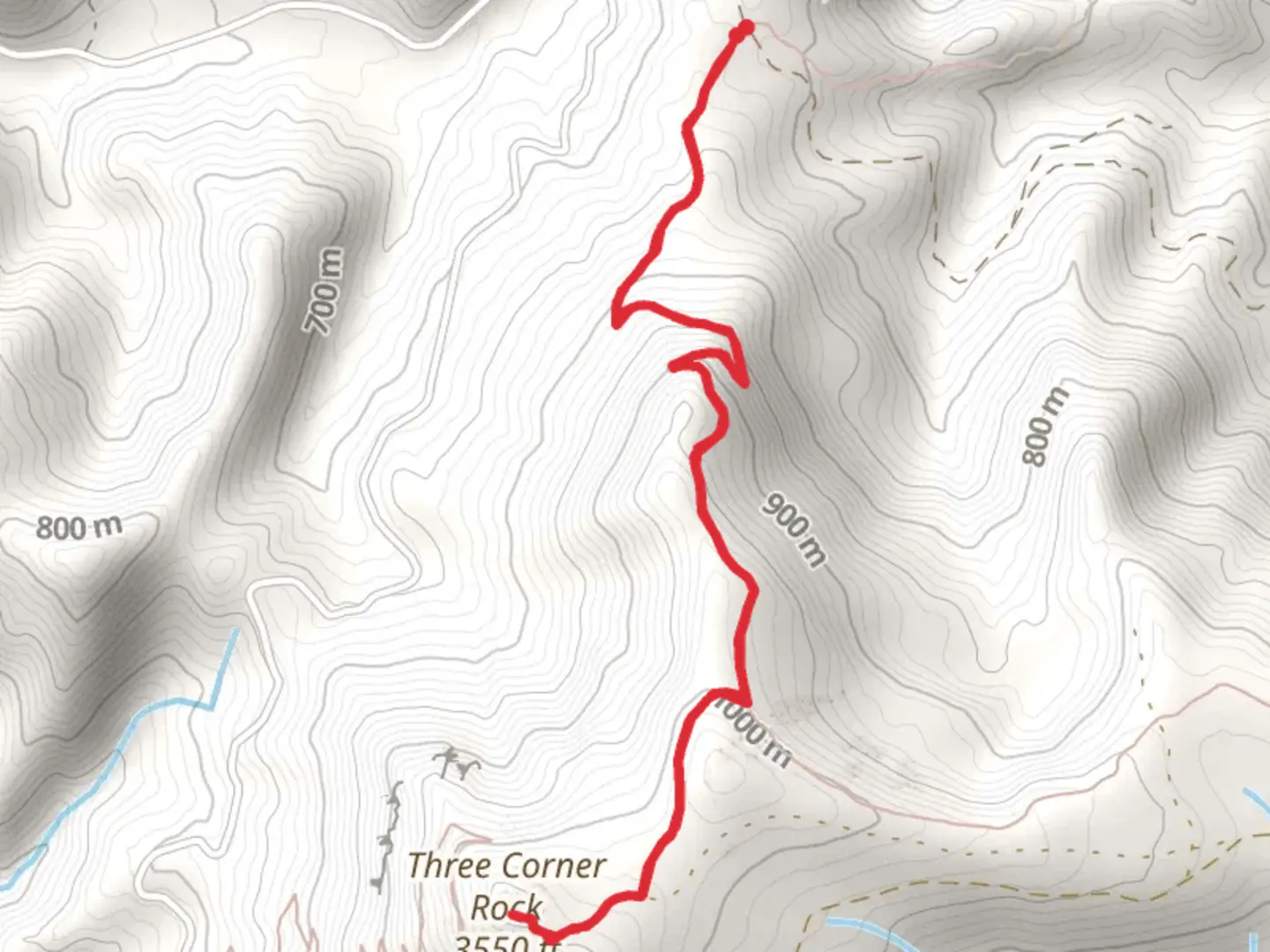 An image depicting the trail Three Corner Rock via Rock Creek Pass and its surrounding area.